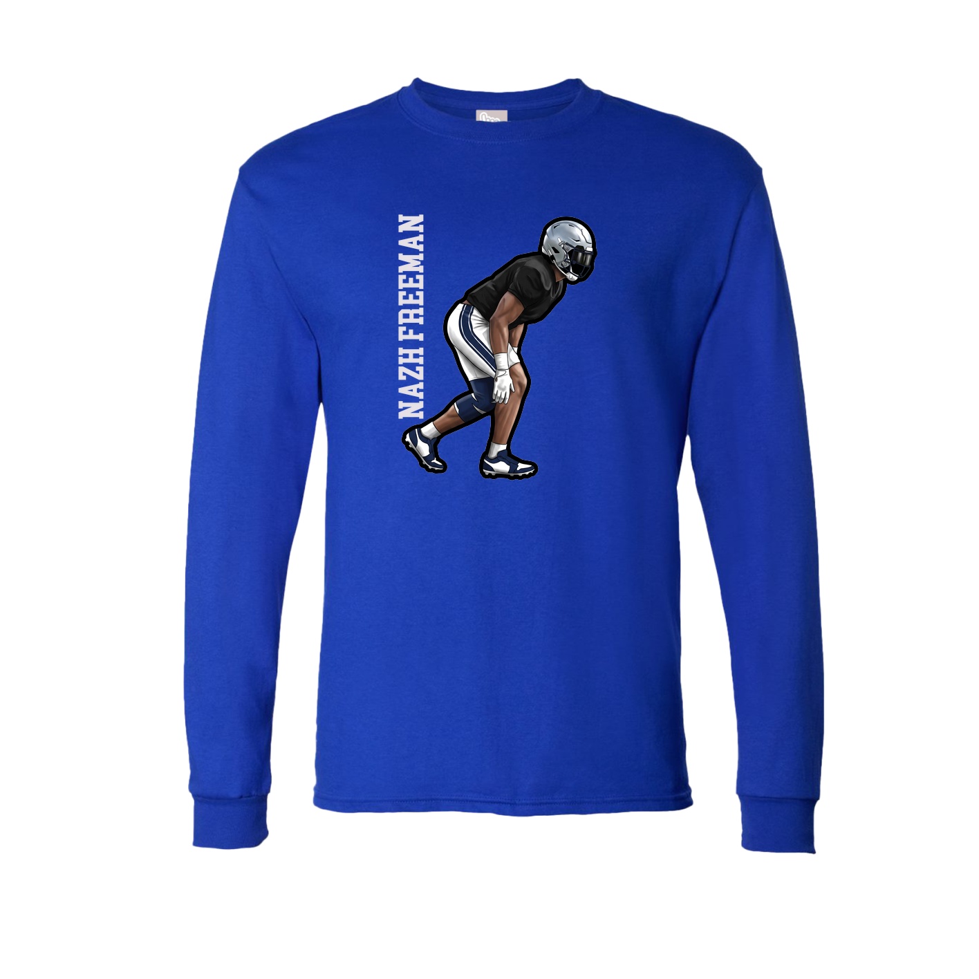 Long Sleeve Tee — Name Vertical in Royal