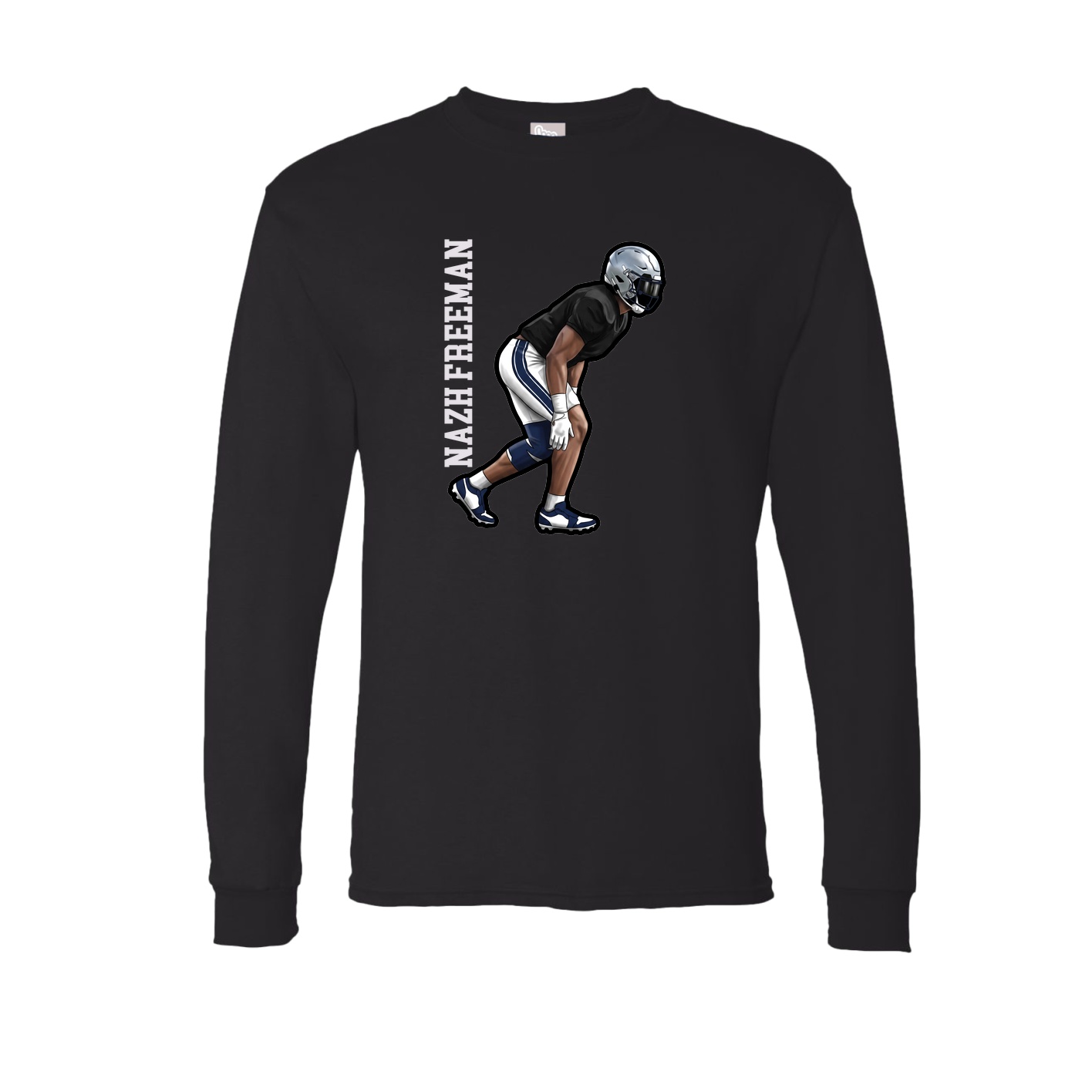 Long Sleeve Tee — Name Vertical in Black