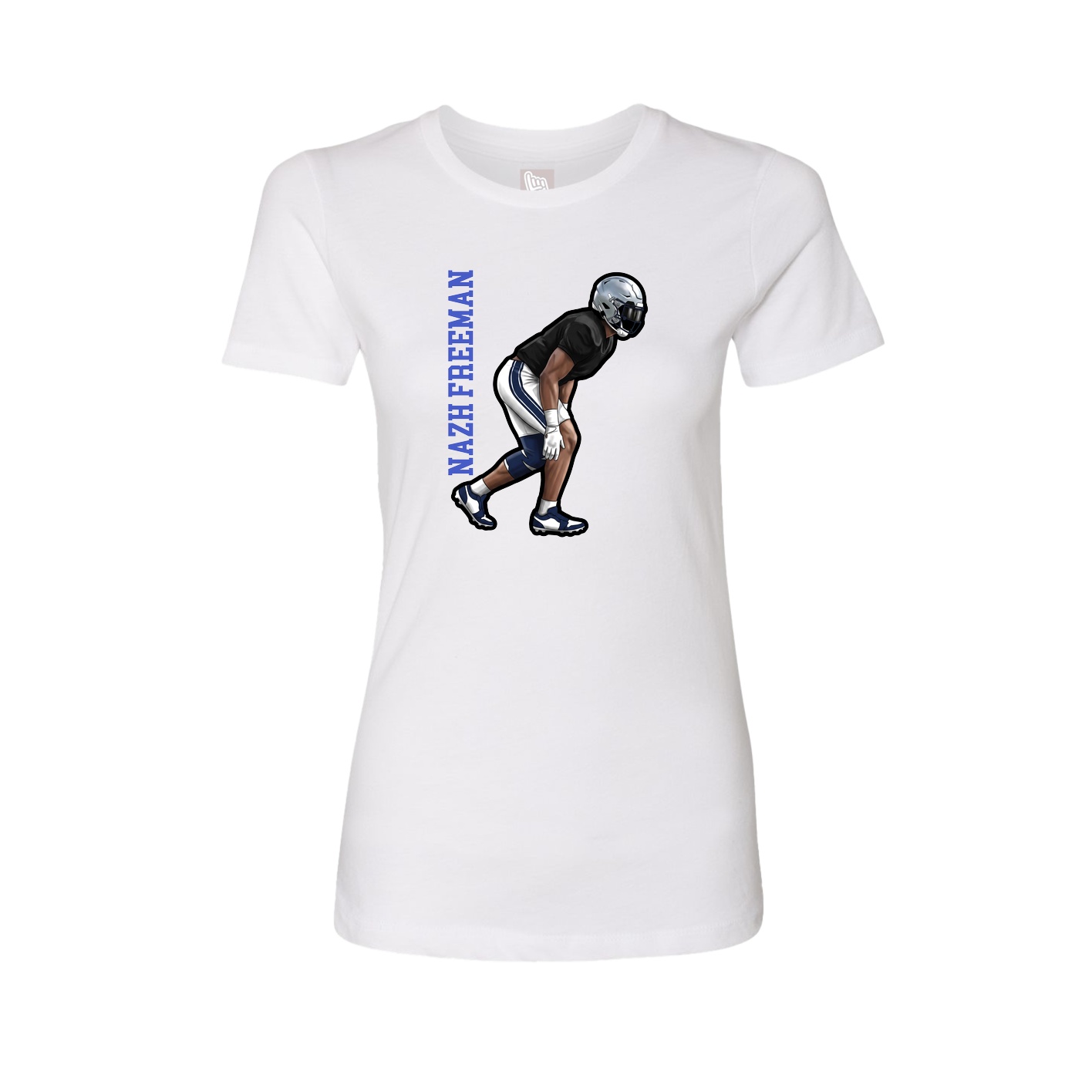 Fitted Women's Tee — Name Vertical in White