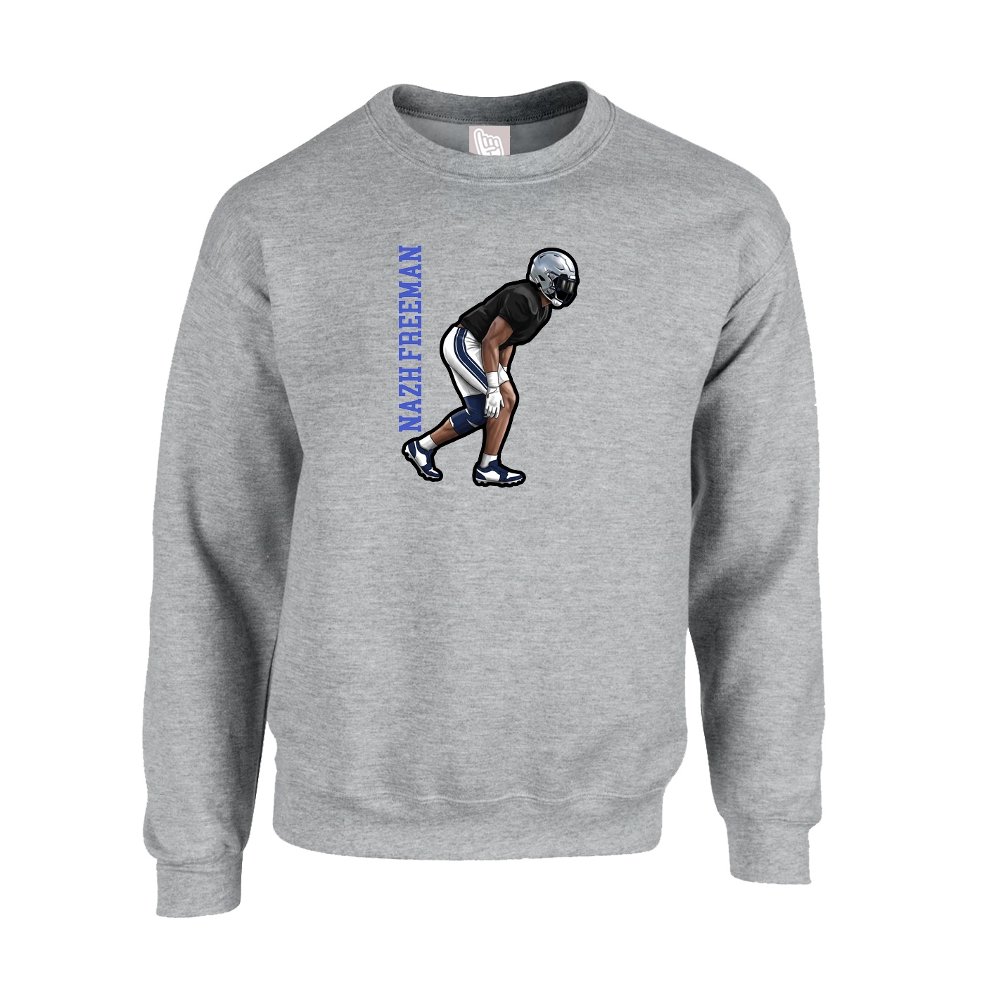 Fleece Crew — Name Vertical in Grey