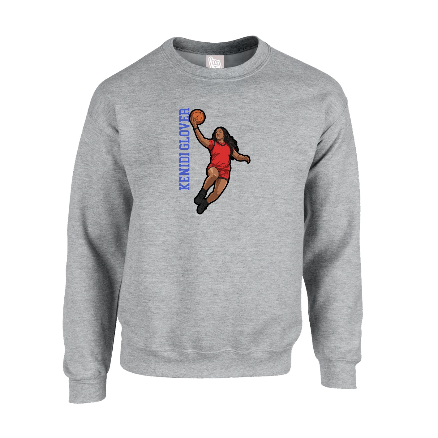 Fleece Crew — Name Vertical in Grey