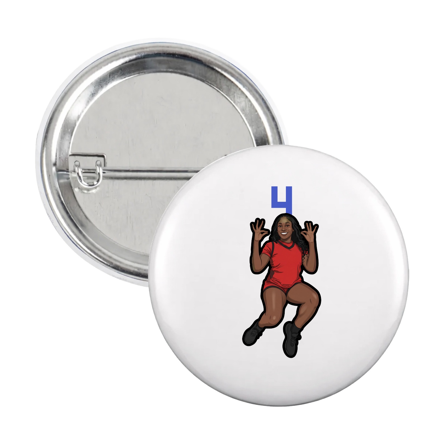 Game Day Button — Number Top in White