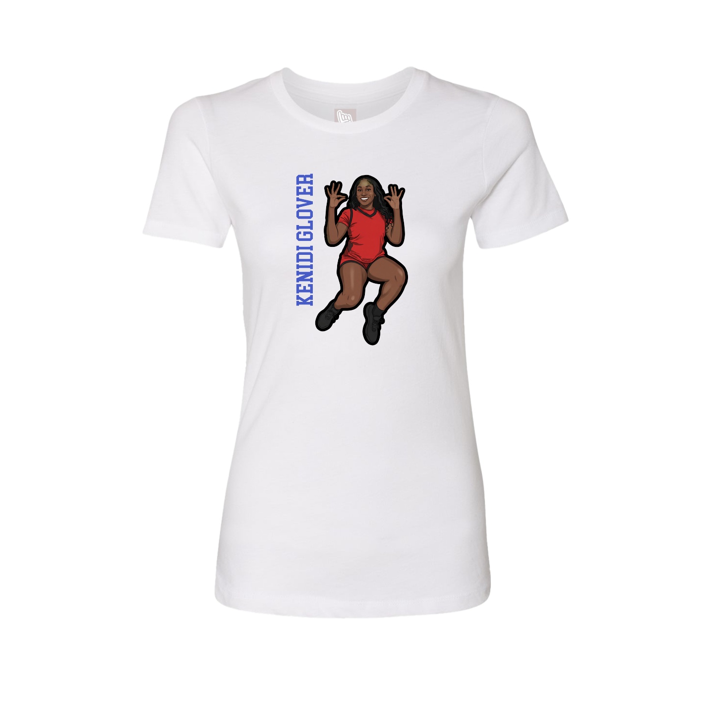 Fitted Women's Tee — Name Vertical in White