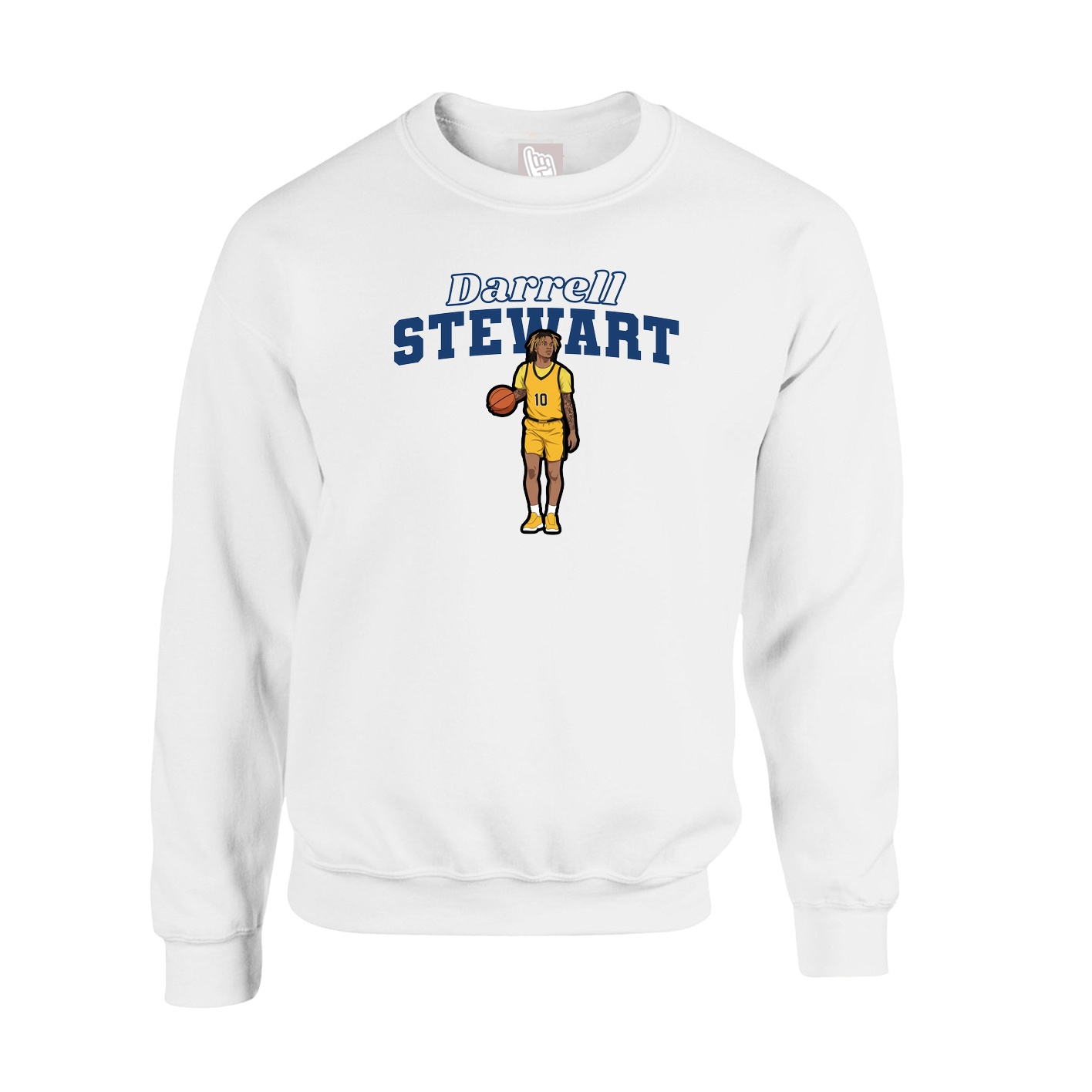 Fleece Crew — Name Arch in White