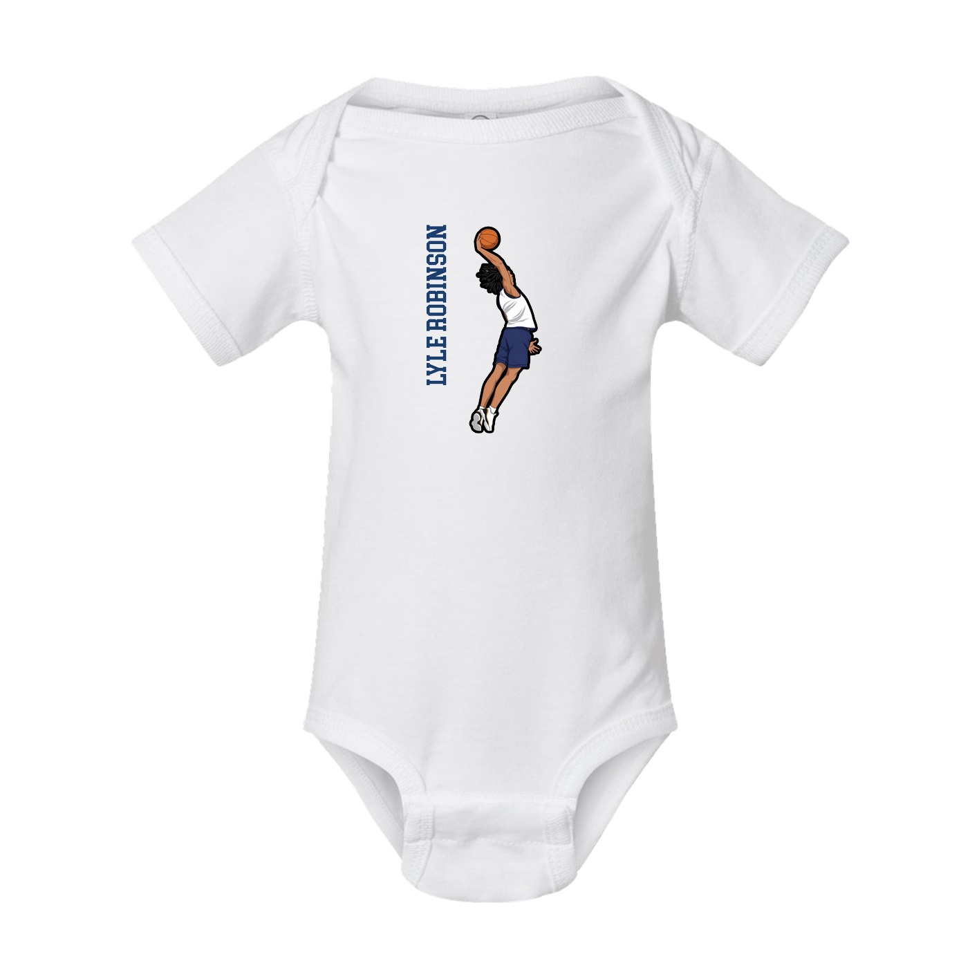 Baby Onesie — Name Vertical in White