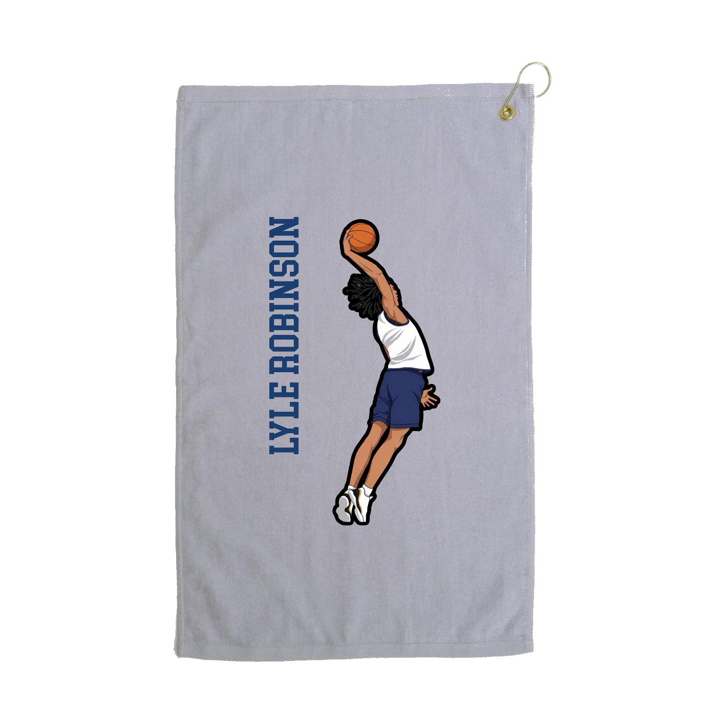 Golf Towel — Name Vertical in Grey
