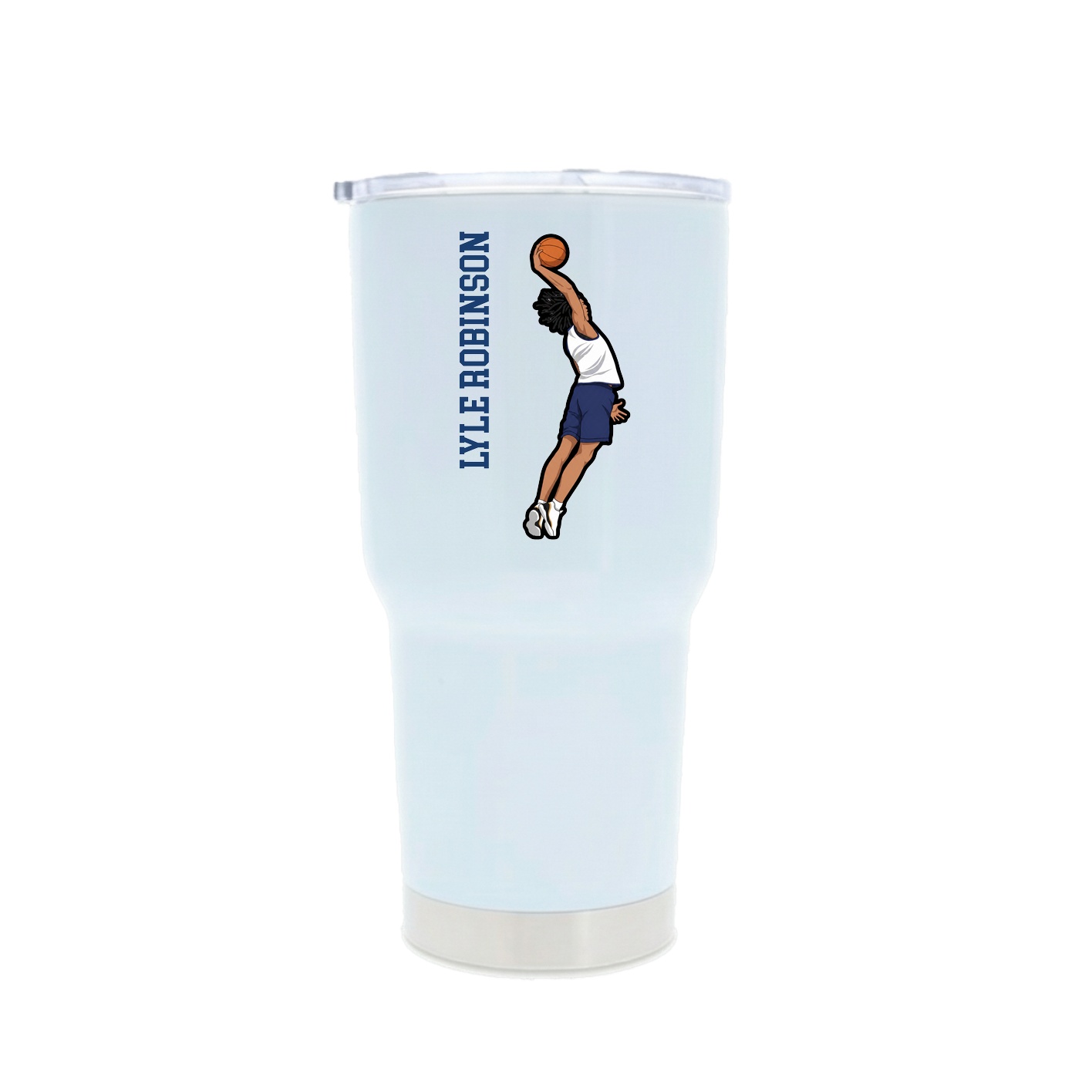 30oz Stainless Steel Tumbler — Name Vertical in White