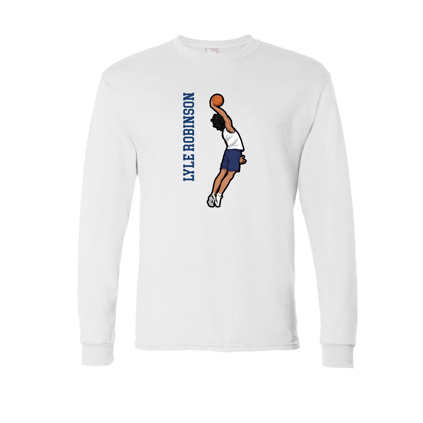 Long Sleeve Tee — Name Vertical in White