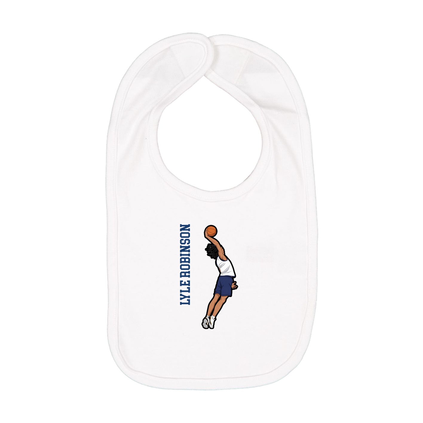 Infant Bib — Name Vertical in White