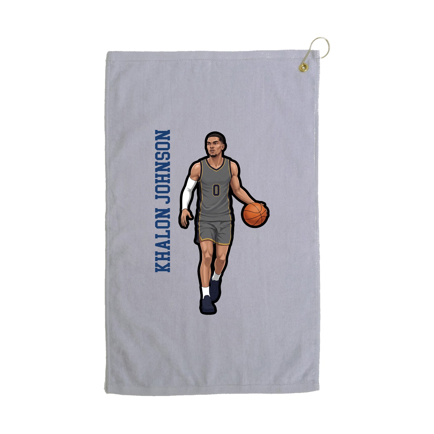 Golf Towel — Name Vertical in Grey