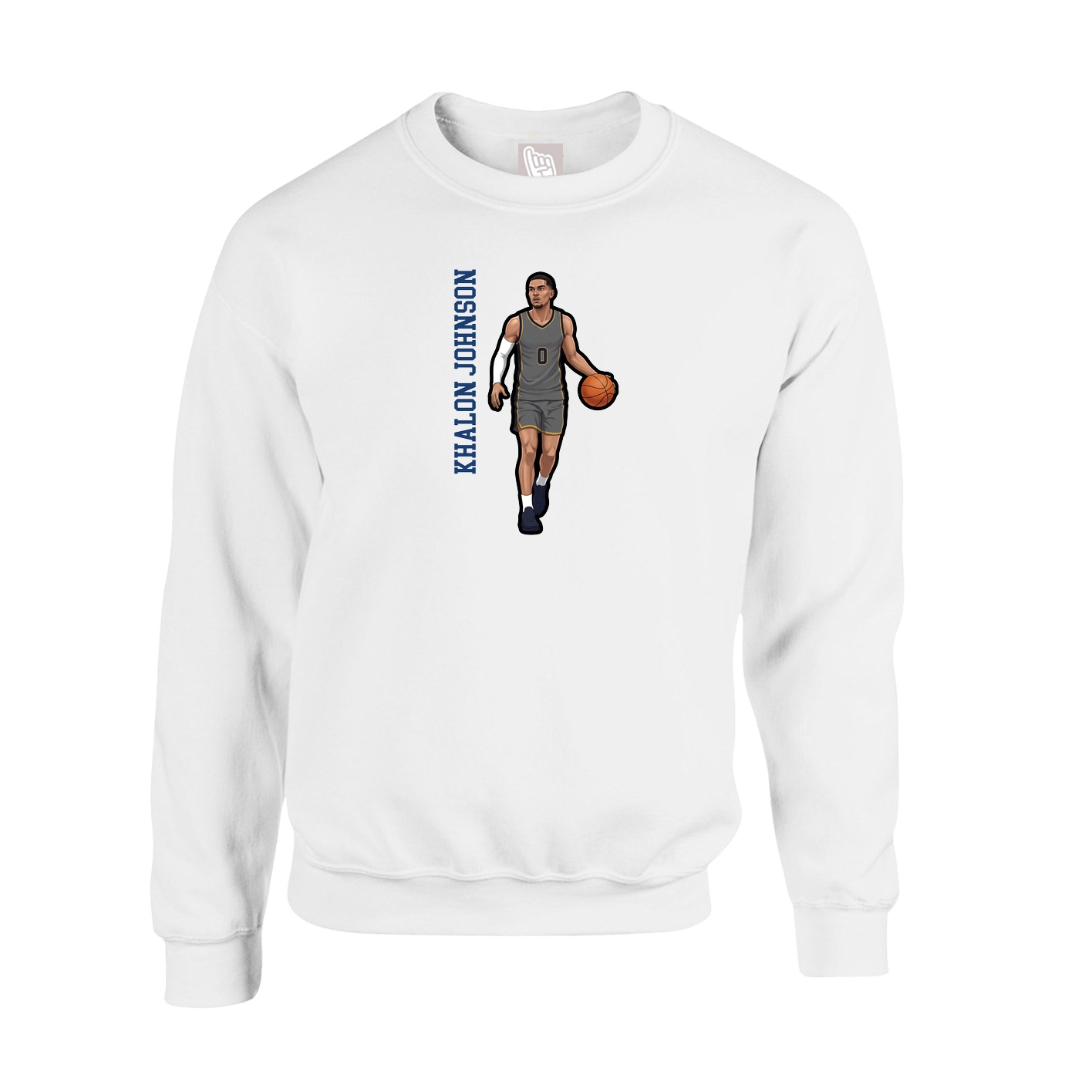 Fleece Crew — Name Vertical in White