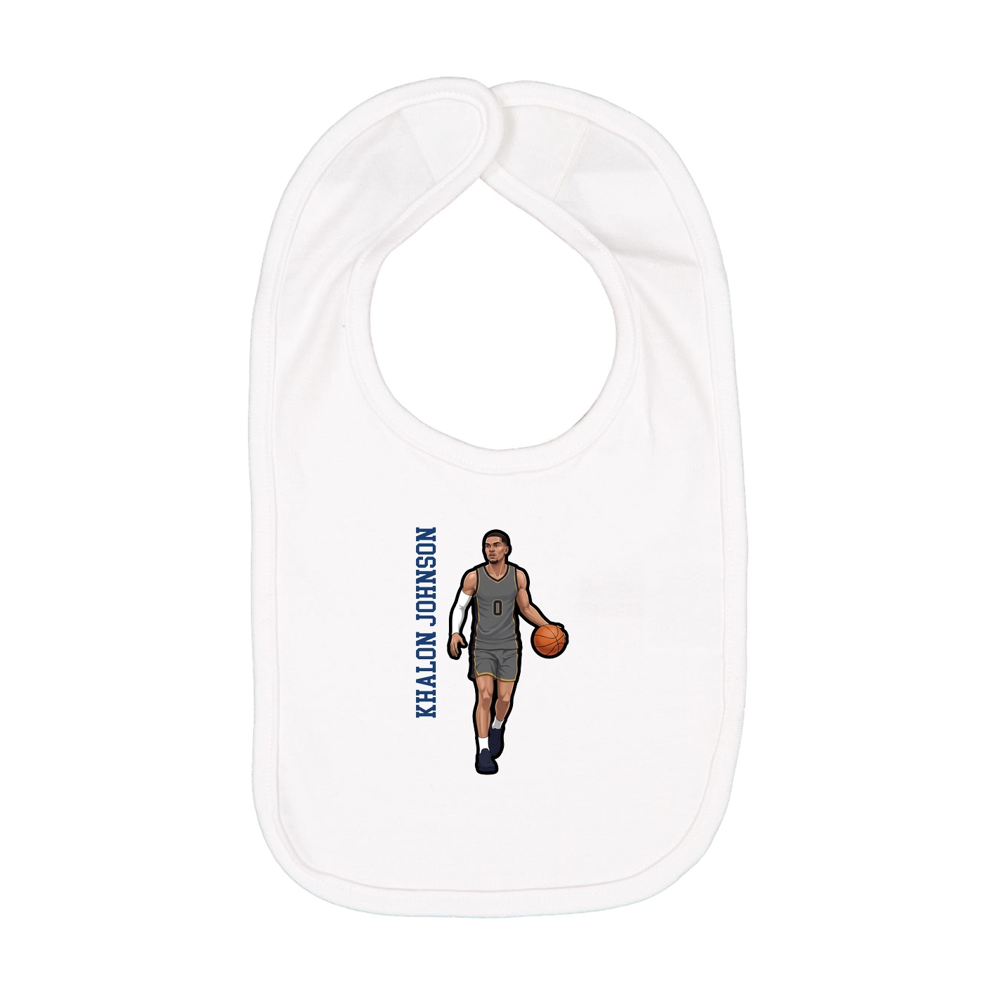 Infant Bib — Name Vertical in White