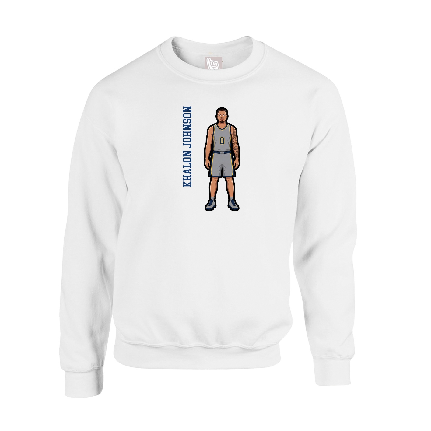 Fleece Crew — Name Vertical in White