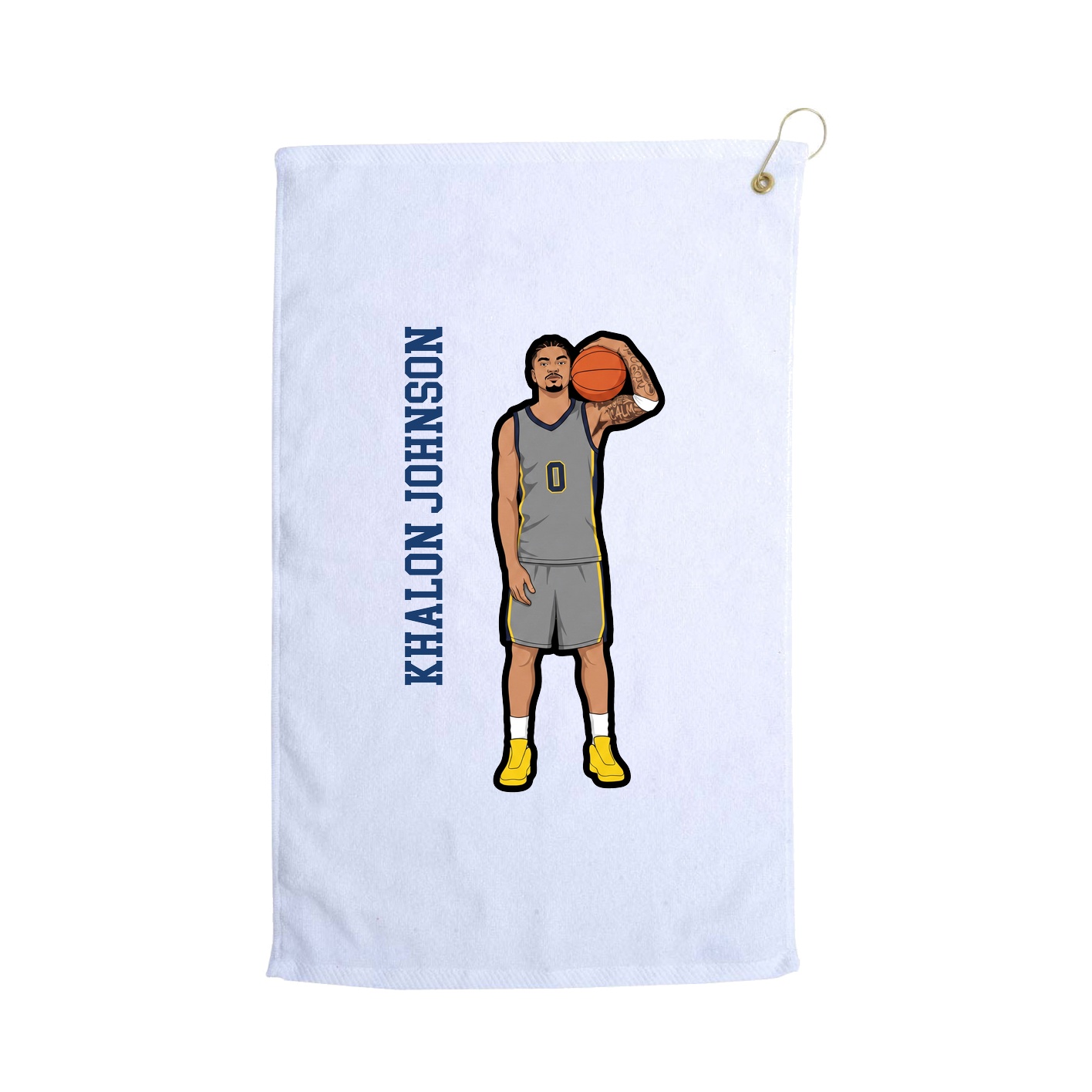 Golf Towel — Name Vertical in White