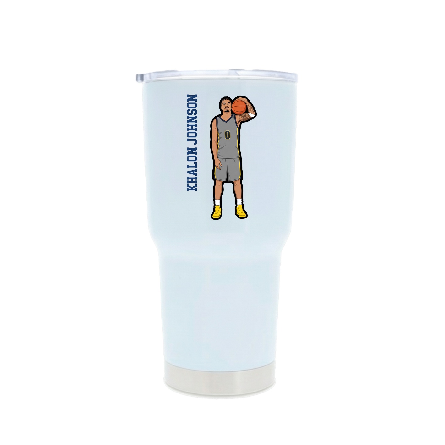 30oz Stainless Steel Tumbler — Name Vertical in White