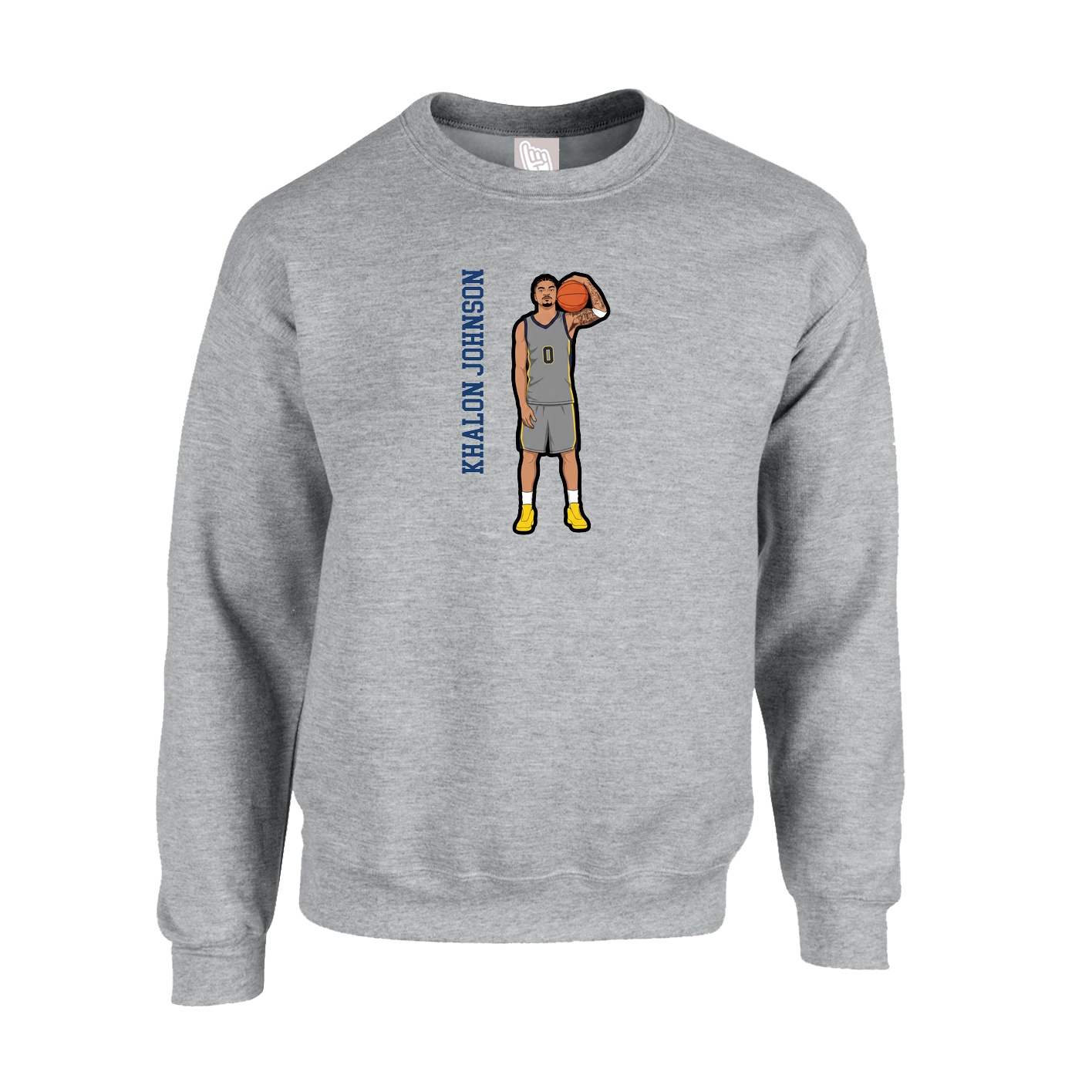 Fleece Crew — Name Vertical in Grey