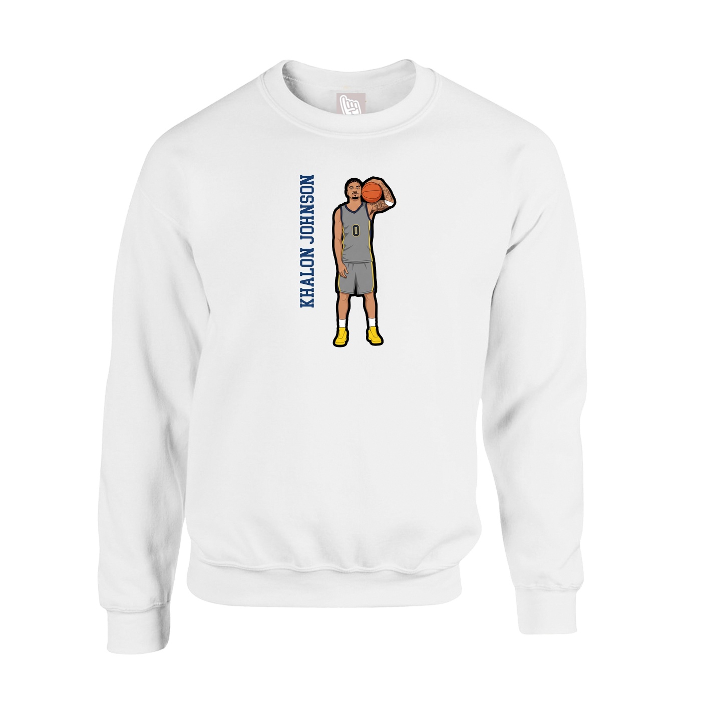 Fleece Crew — Name Vertical in White