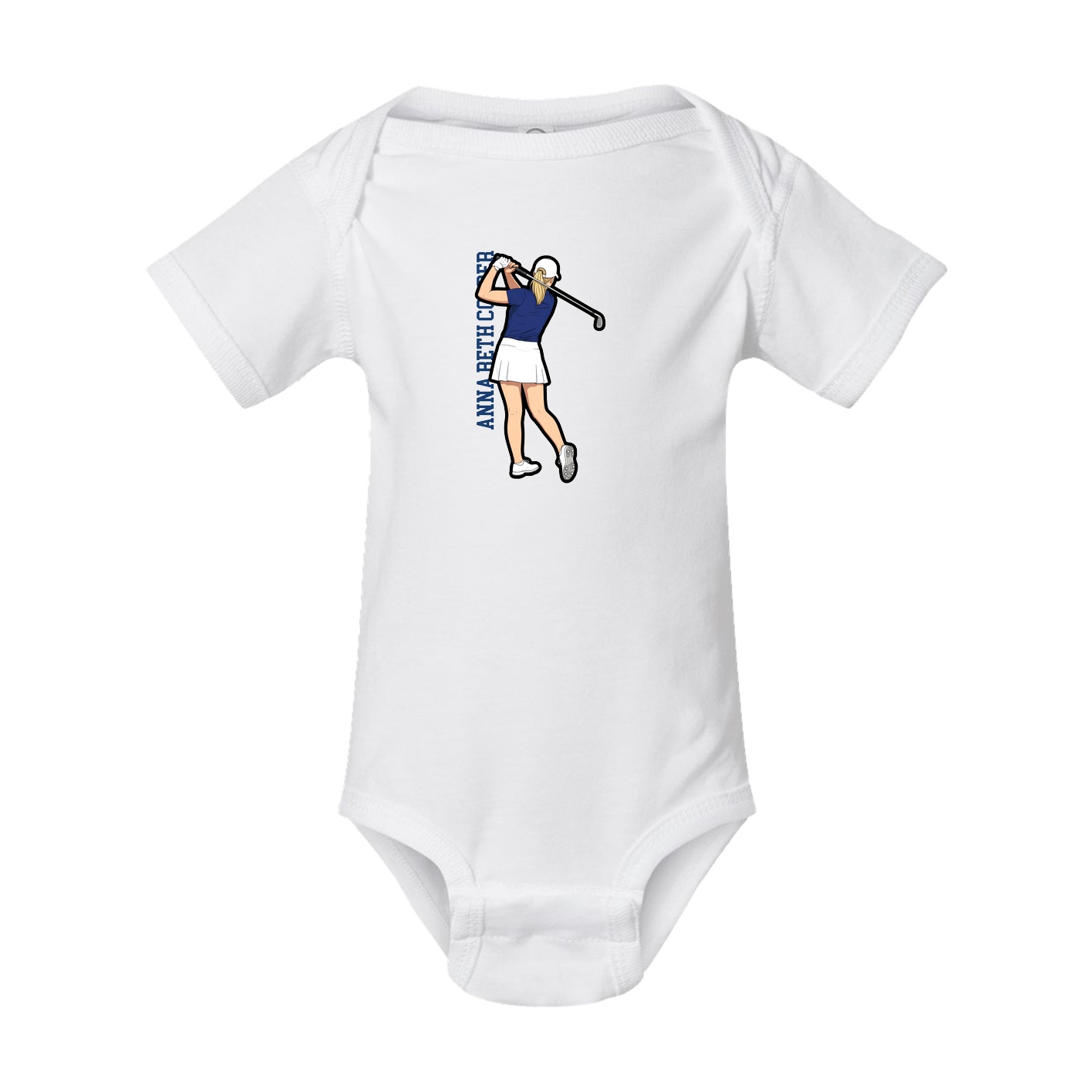 Baby Onesie — Name Vertical in White