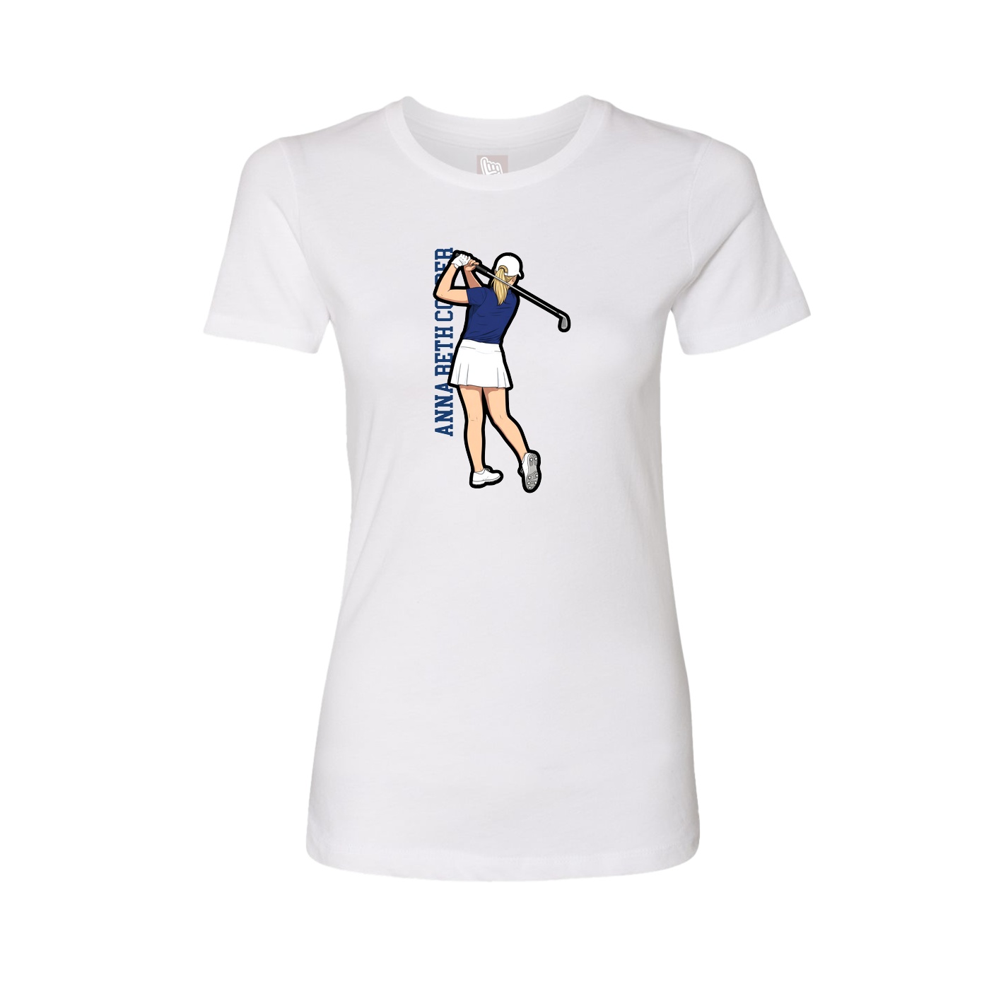 Fitted Women's Tee — Name Vertical in White