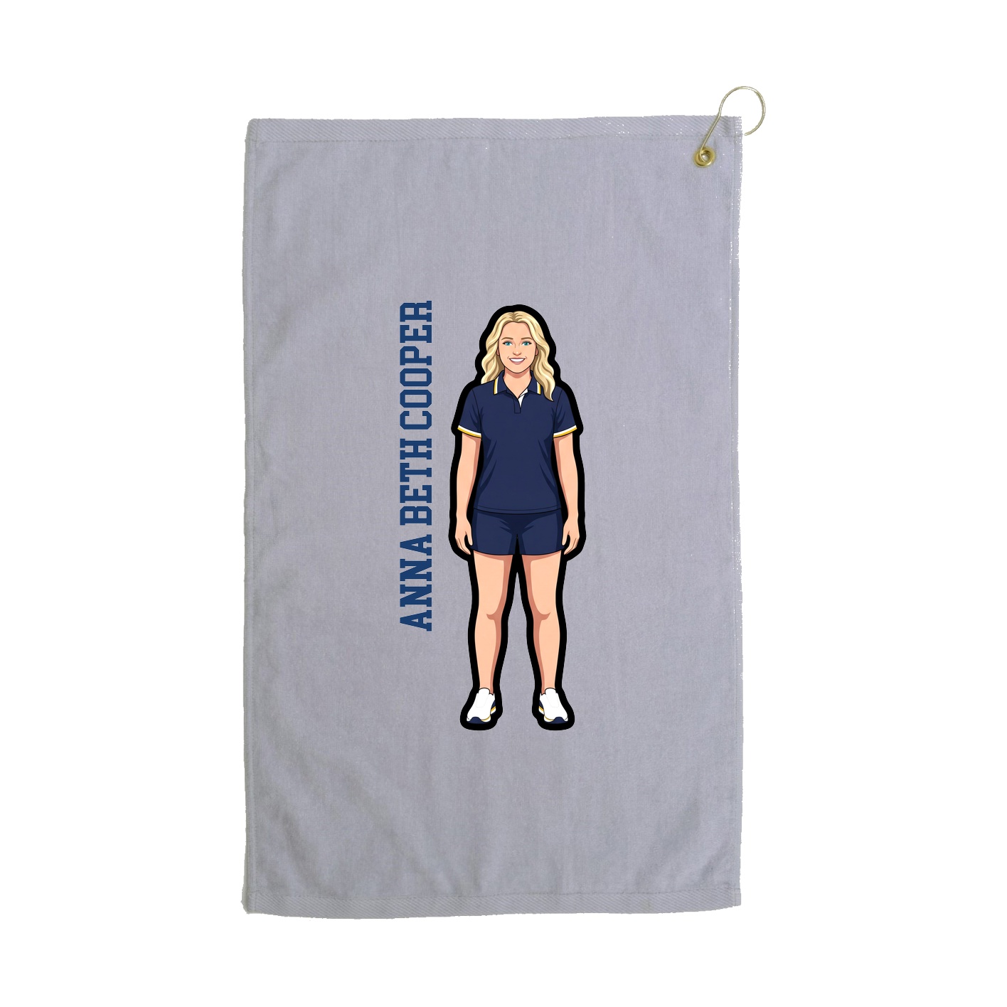 Golf Towel — Name Vertical in Grey
