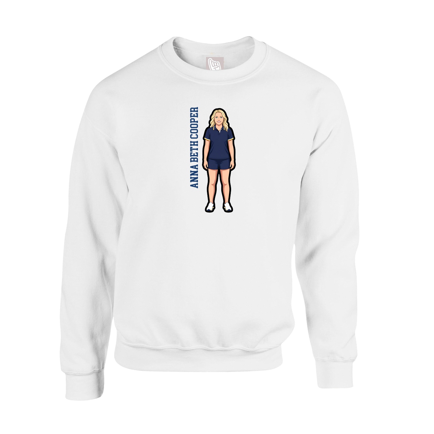 Fleece Crew — Name Vertical in White