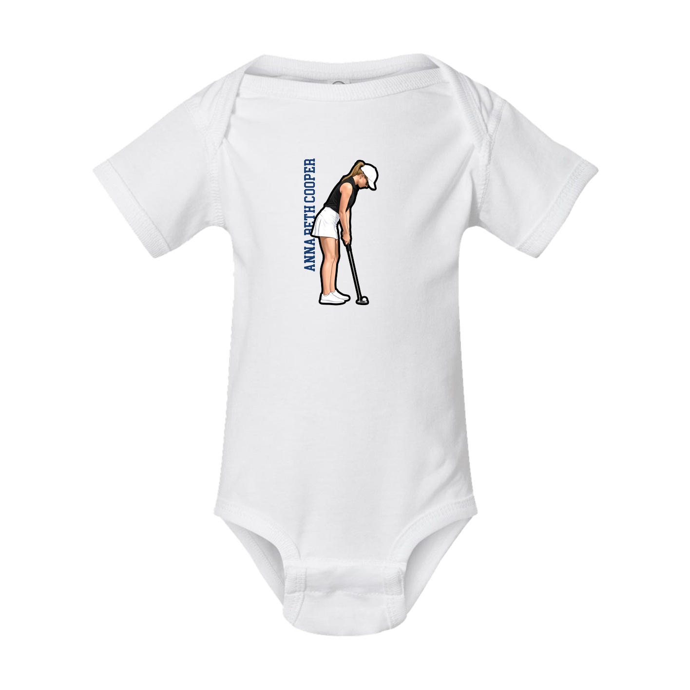 Baby Onesie — Name Vertical in White