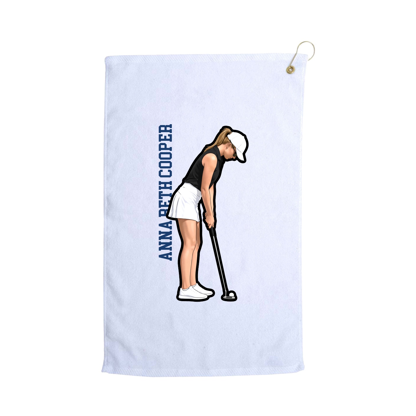 Golf Towel — Name Vertical in White
