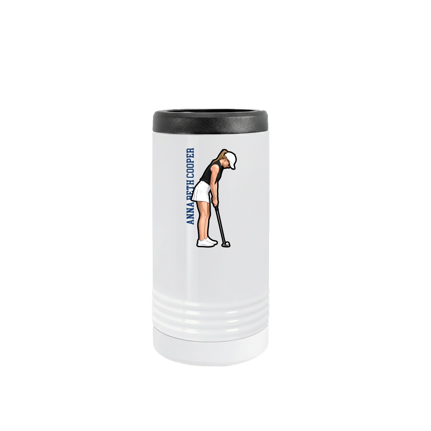 Slim Beverage Holder — Name Vertical in White