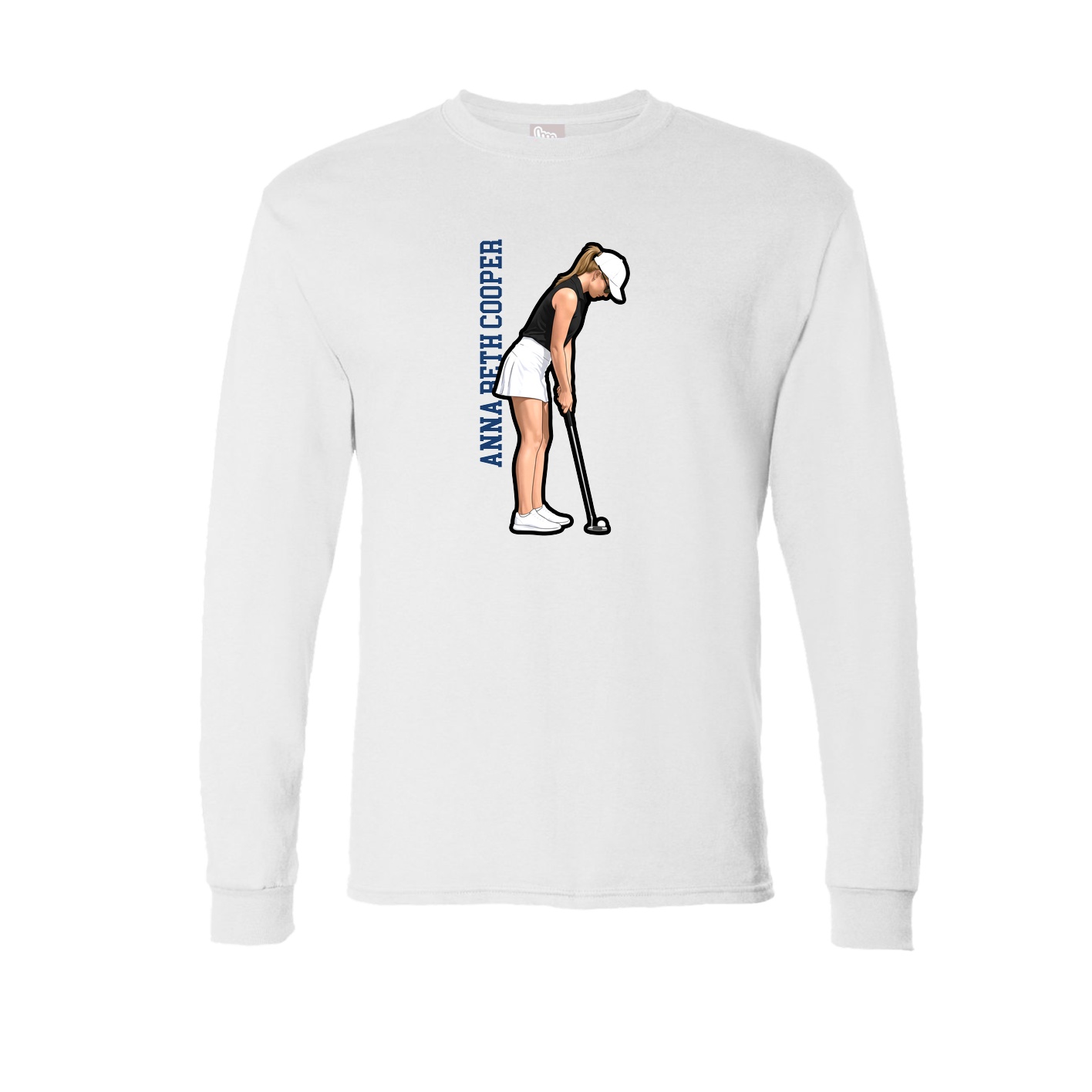 Long Sleeve Tee — Name Vertical in White