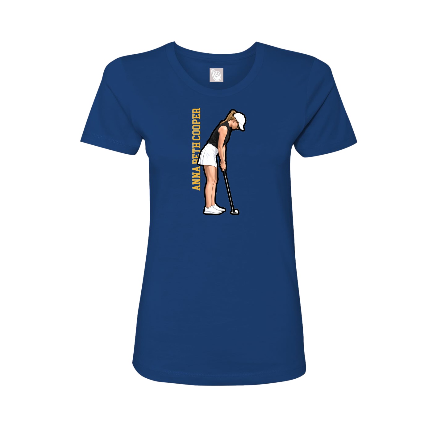 Fitted Women's Tee — Name Vertical in Royal