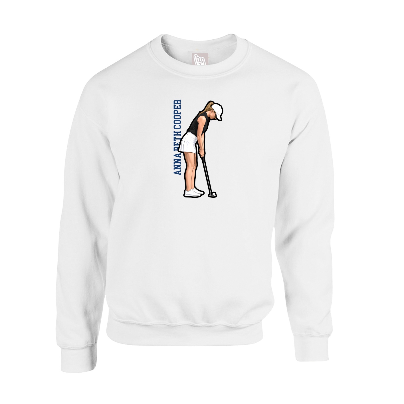Fleece Crew — Name Vertical in White