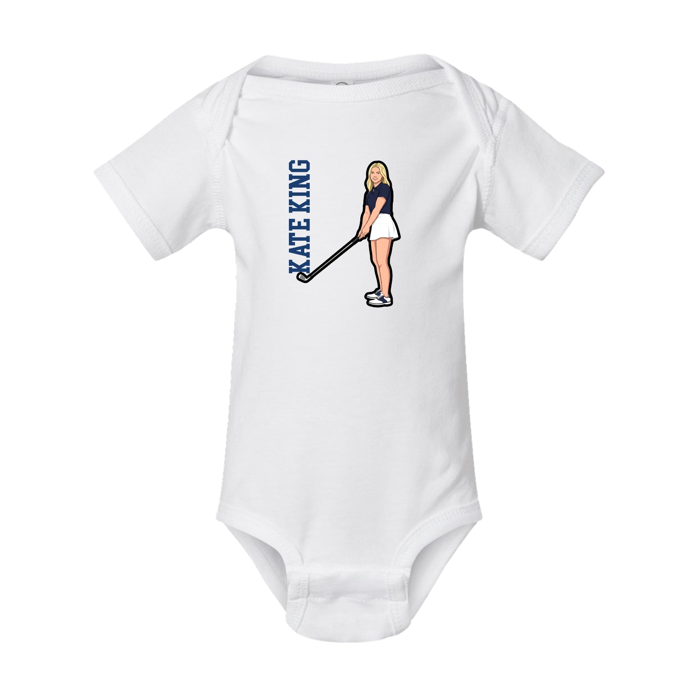 Baby Onesie — Name Vertical in White