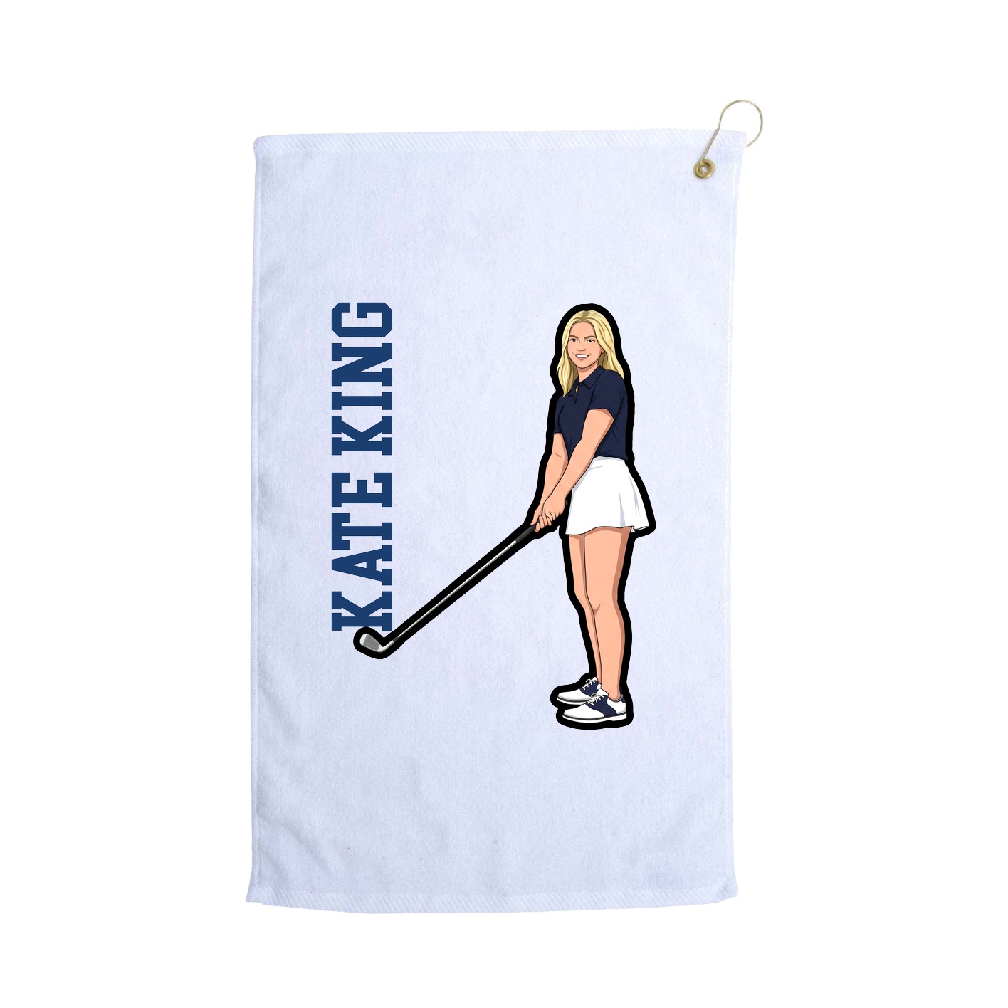 Golf Towel — Name Vertical in White