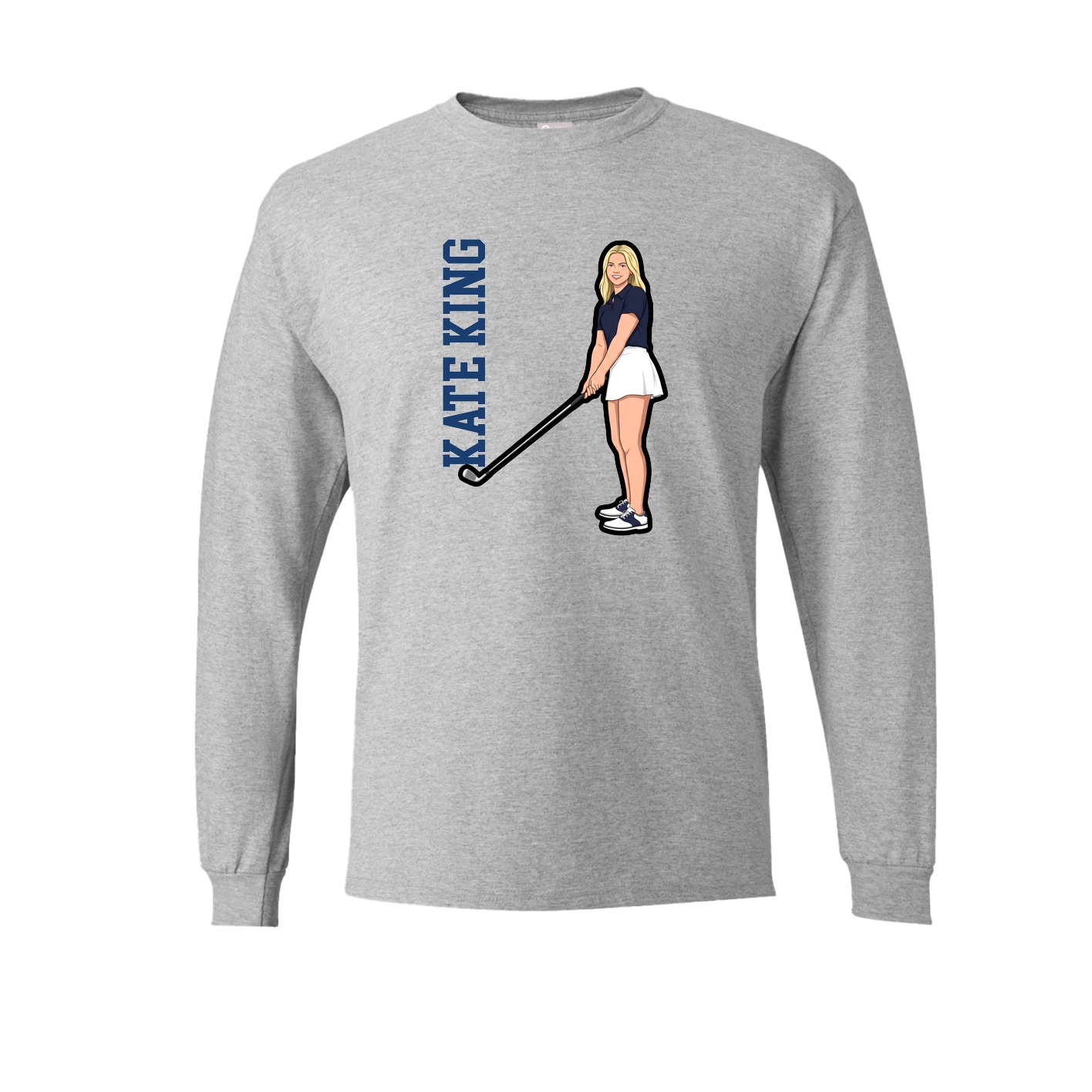 Long Sleeve Tee — Name Vertical in Grey