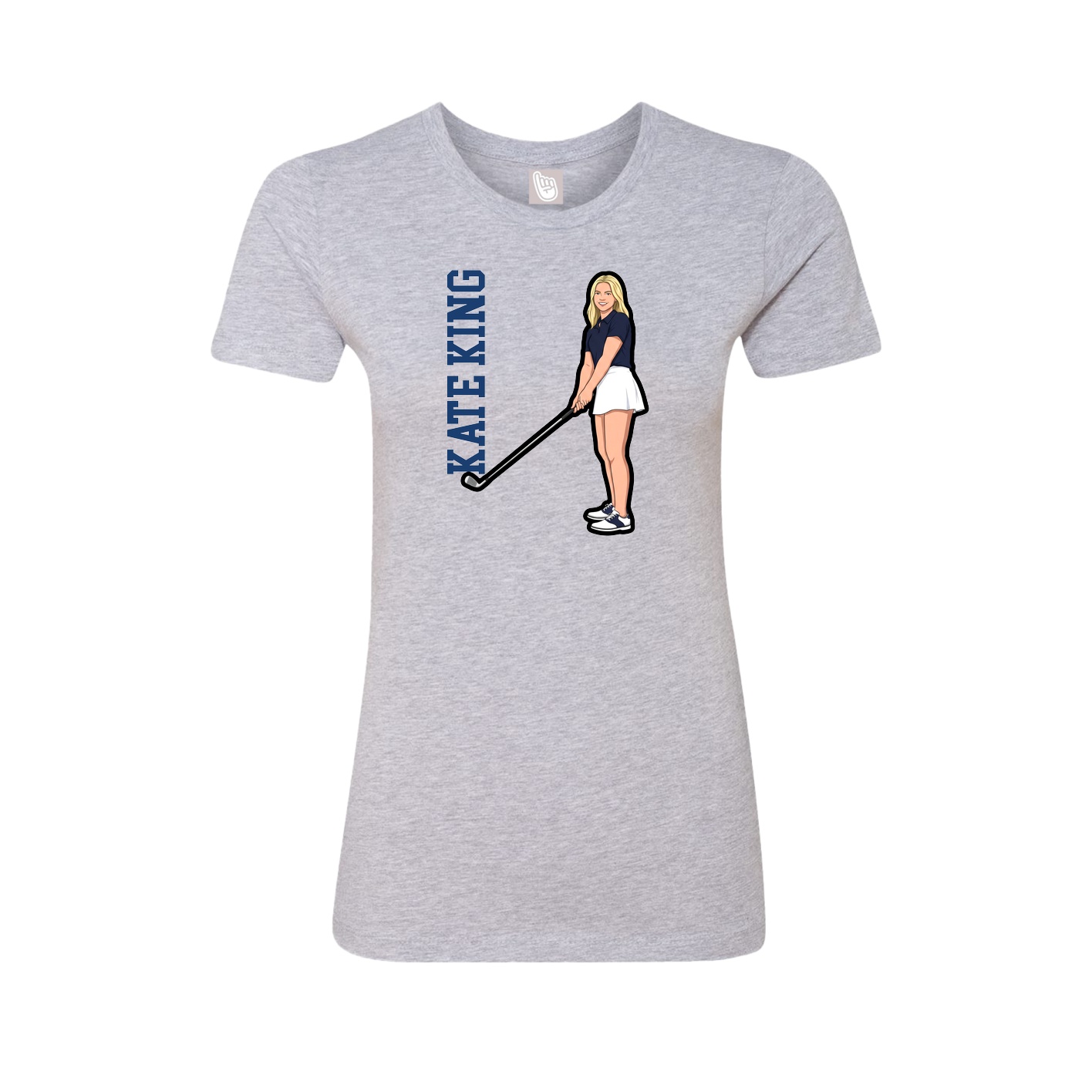 Fitted Women's Tee — Name Vertical in Grey