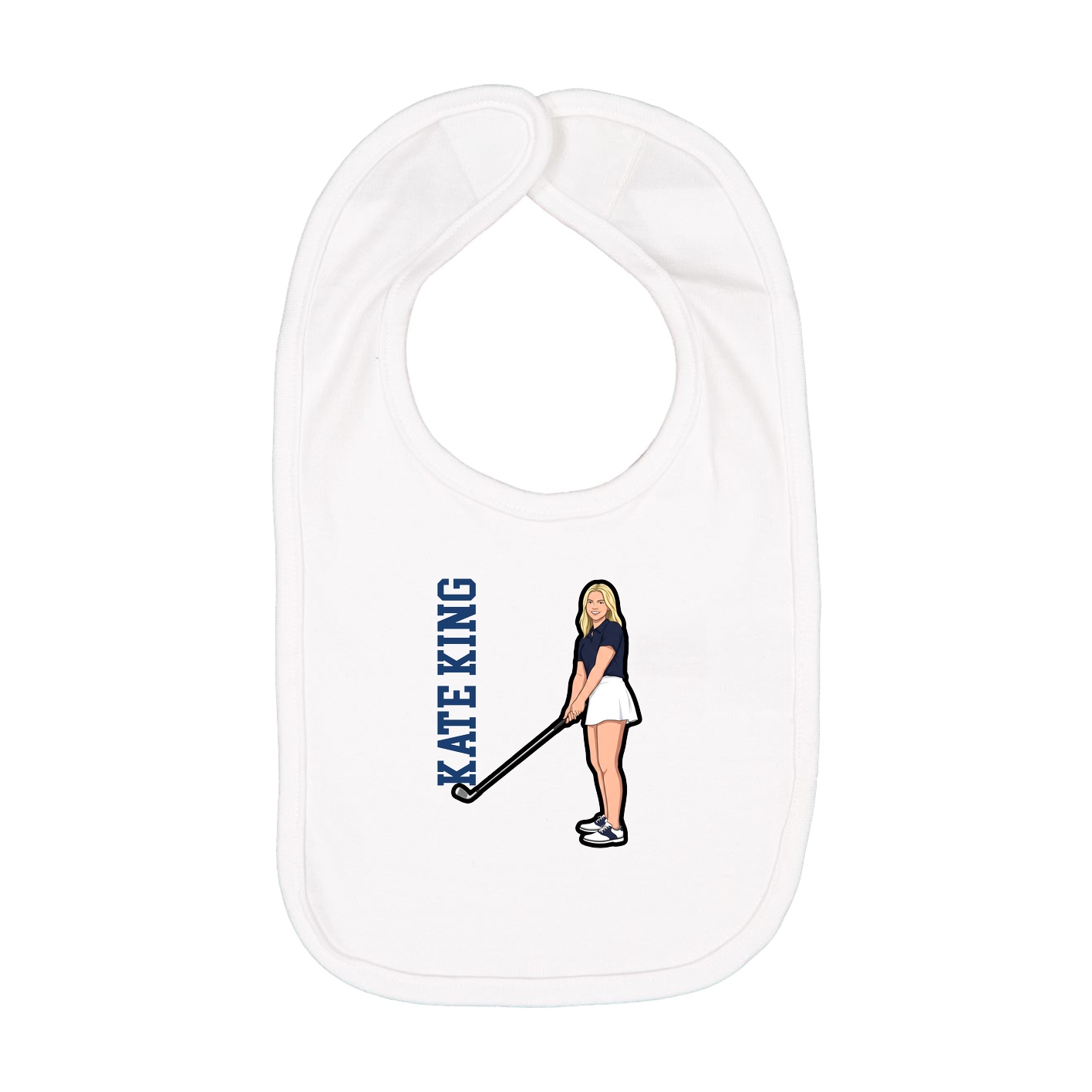 Infant Bib — Name Vertical in White