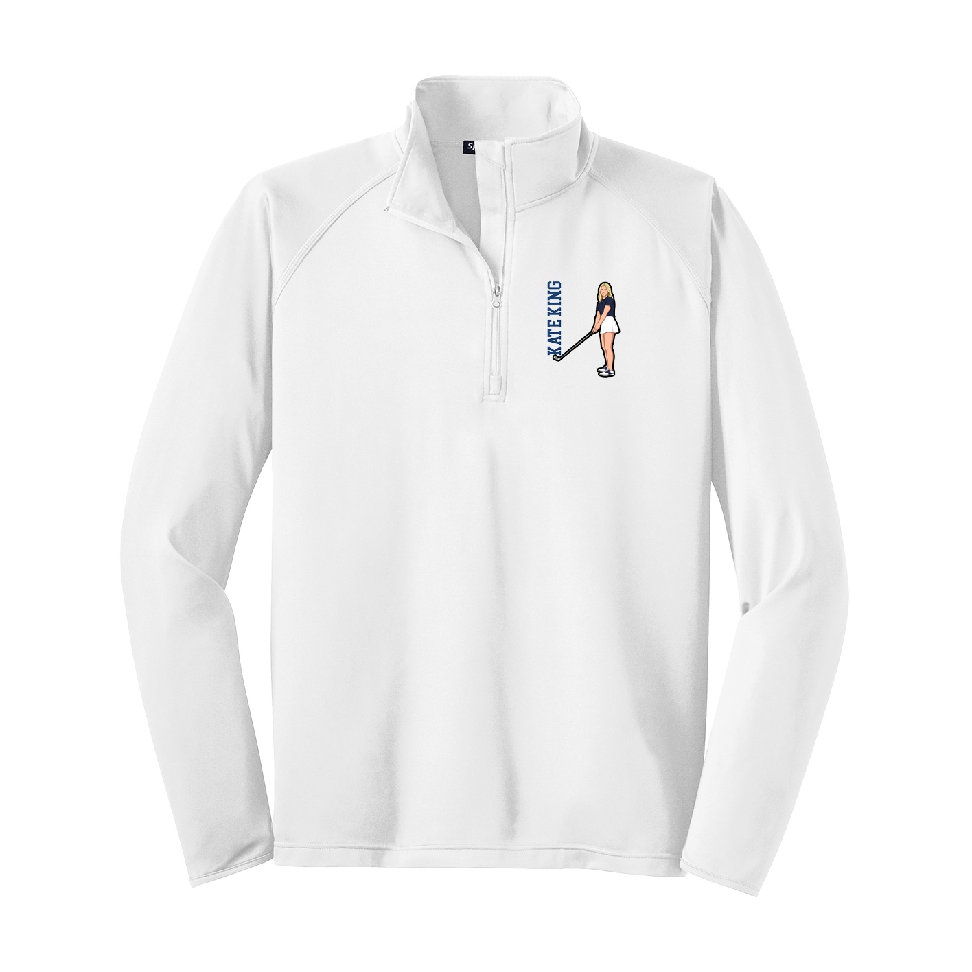 Q-Zip Pullover — Name Vertical in White