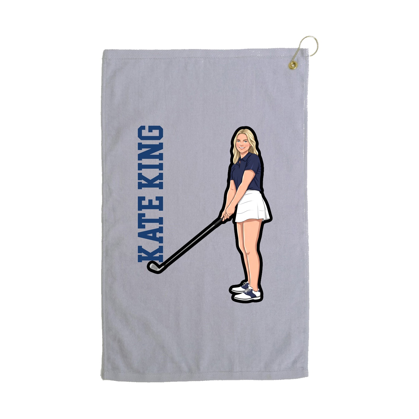 Golf Towel — Name Vertical in Grey