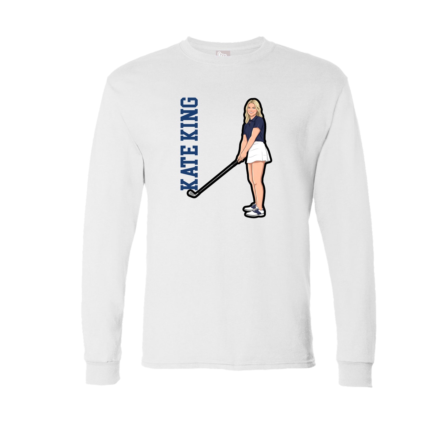 Long Sleeve Tee — Name Vertical in White