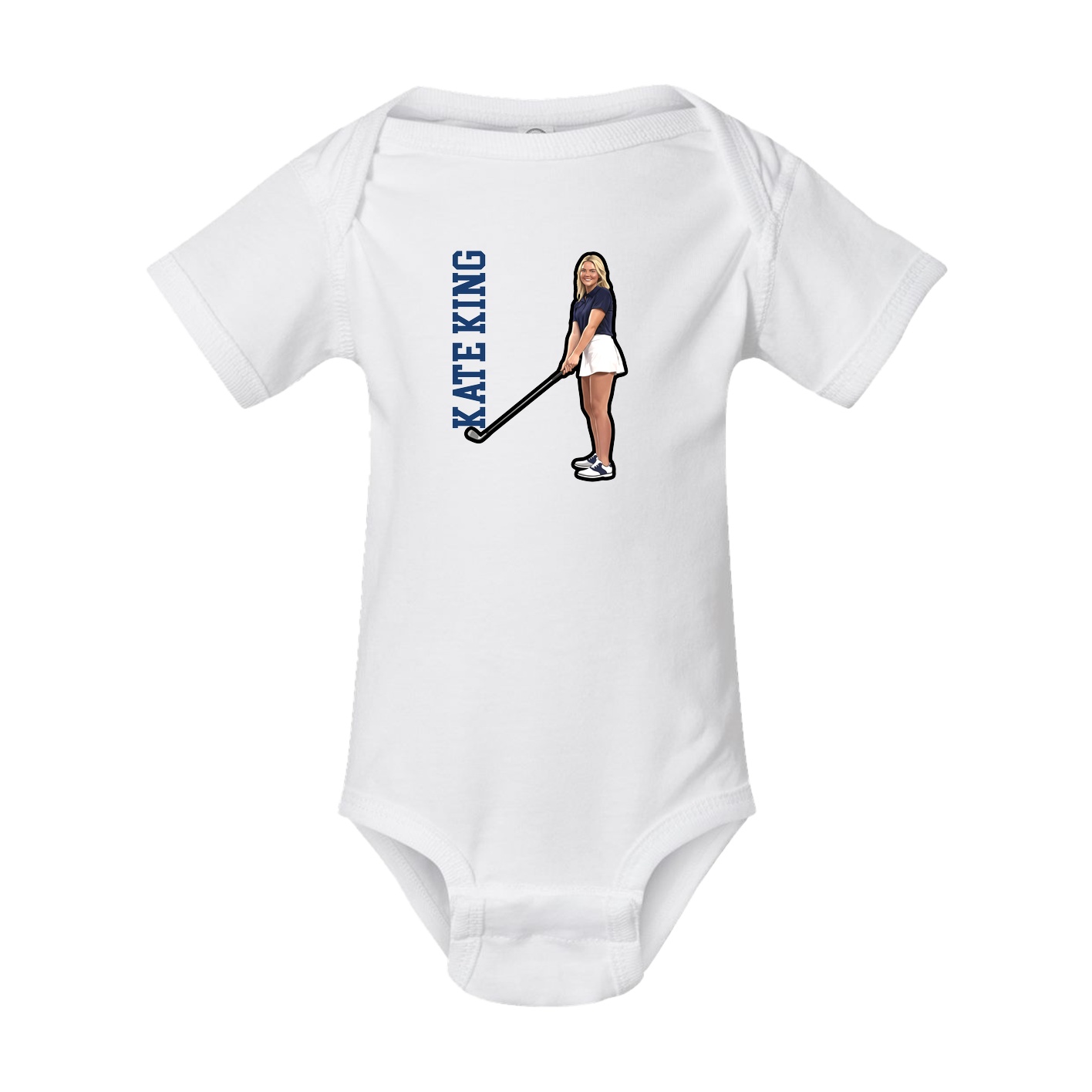 Baby Onesie — Name Vertical in White