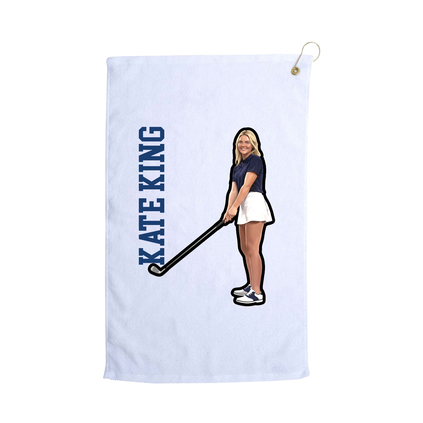 Golf Towel — Name Vertical in White