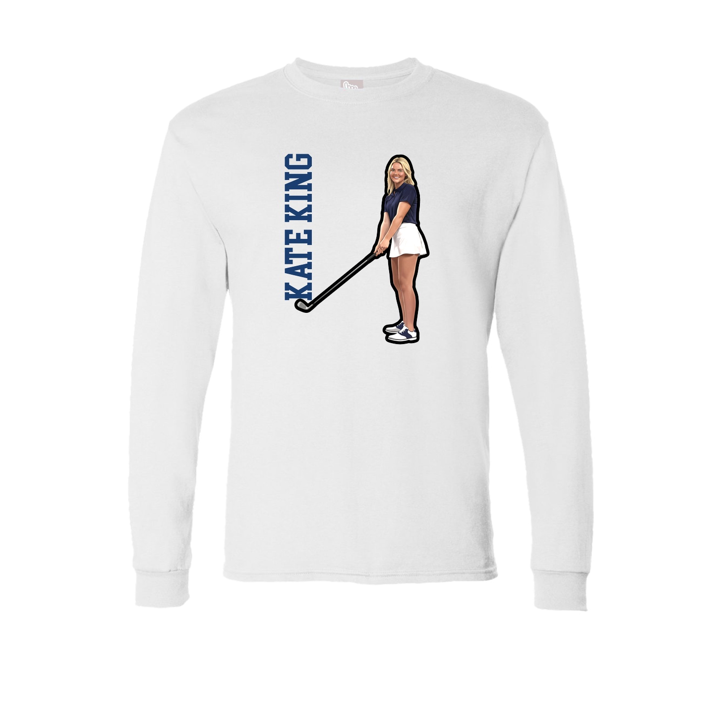 Long Sleeve Tee — Name Vertical in White