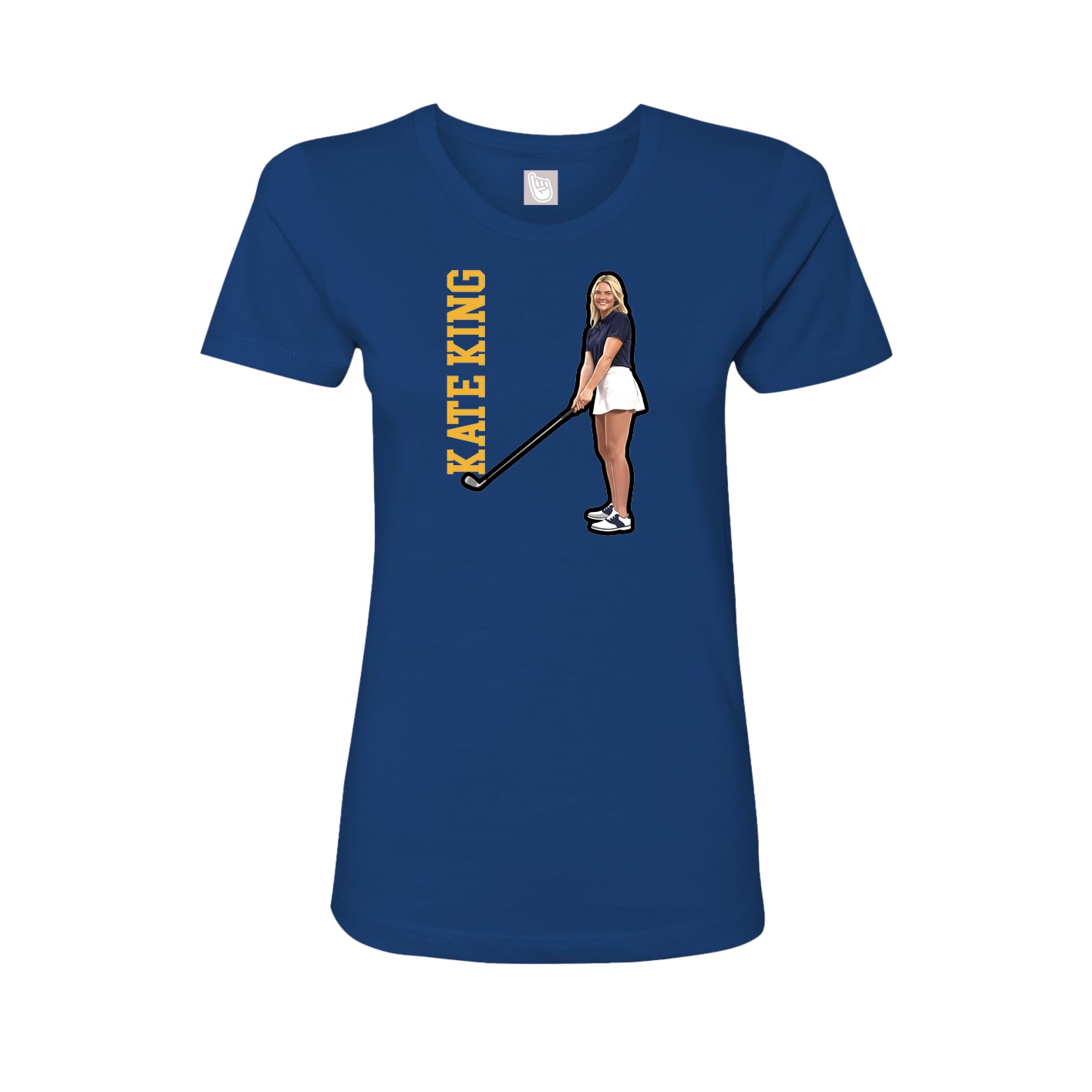 Fitted Women's Tee — Name Vertical in Royal