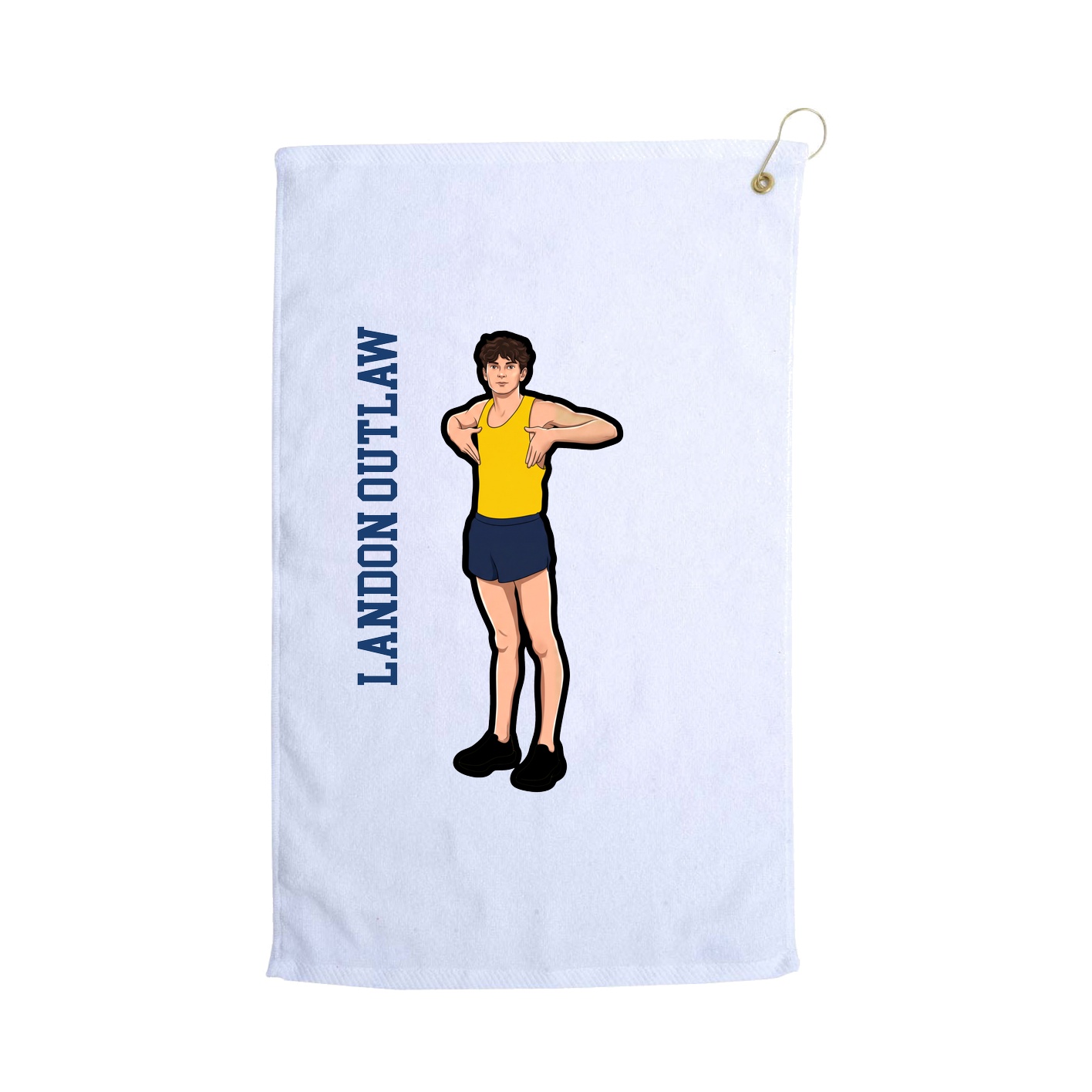 Golf Towel — Name Vertical in White