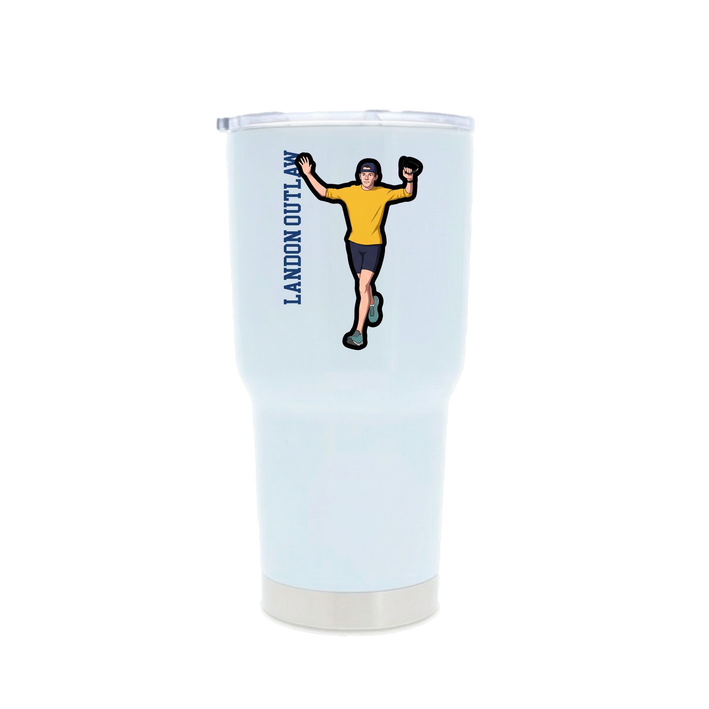 30oz Stainless Steel Tumbler — Name Vertical in White