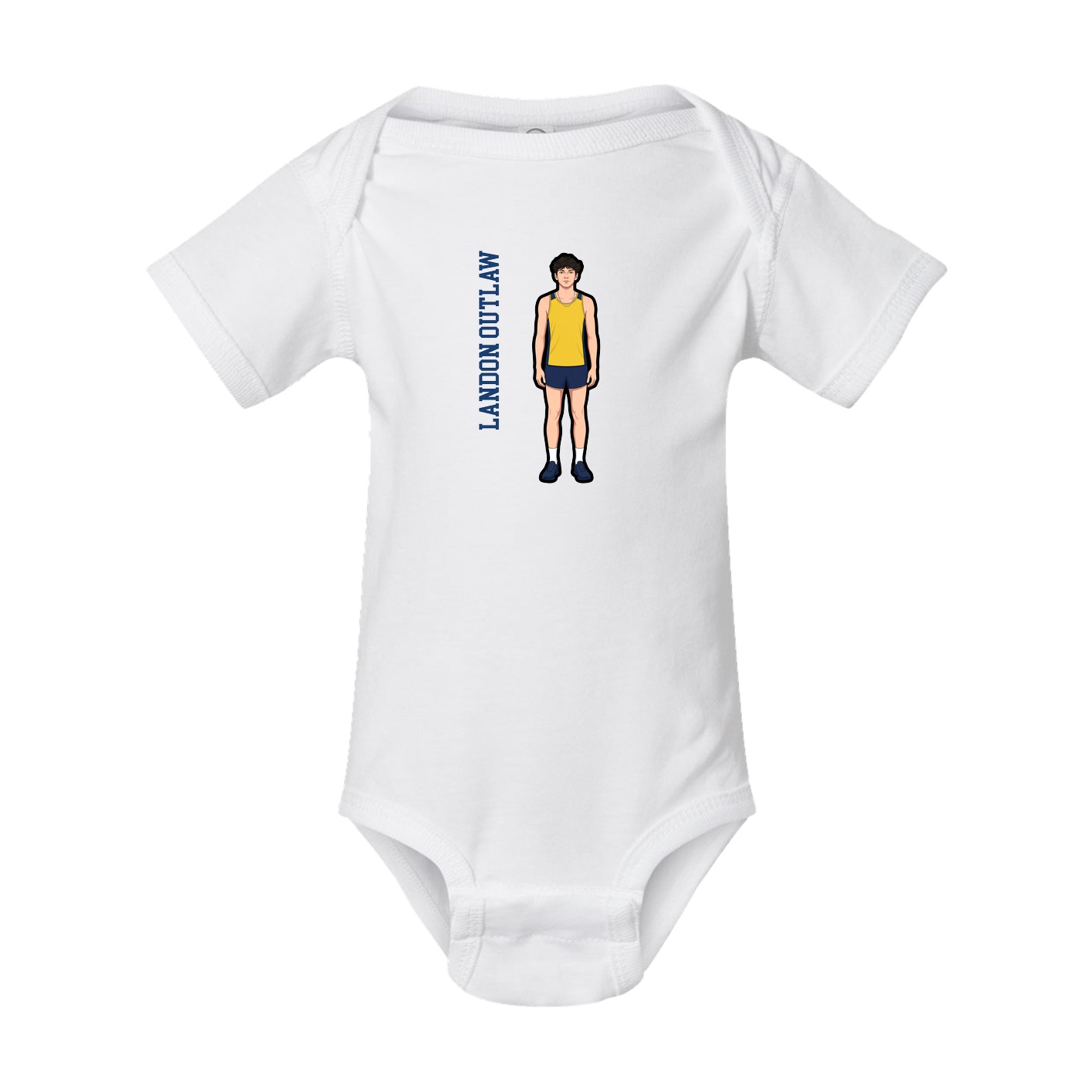 Baby Onesie — Name Vertical in White