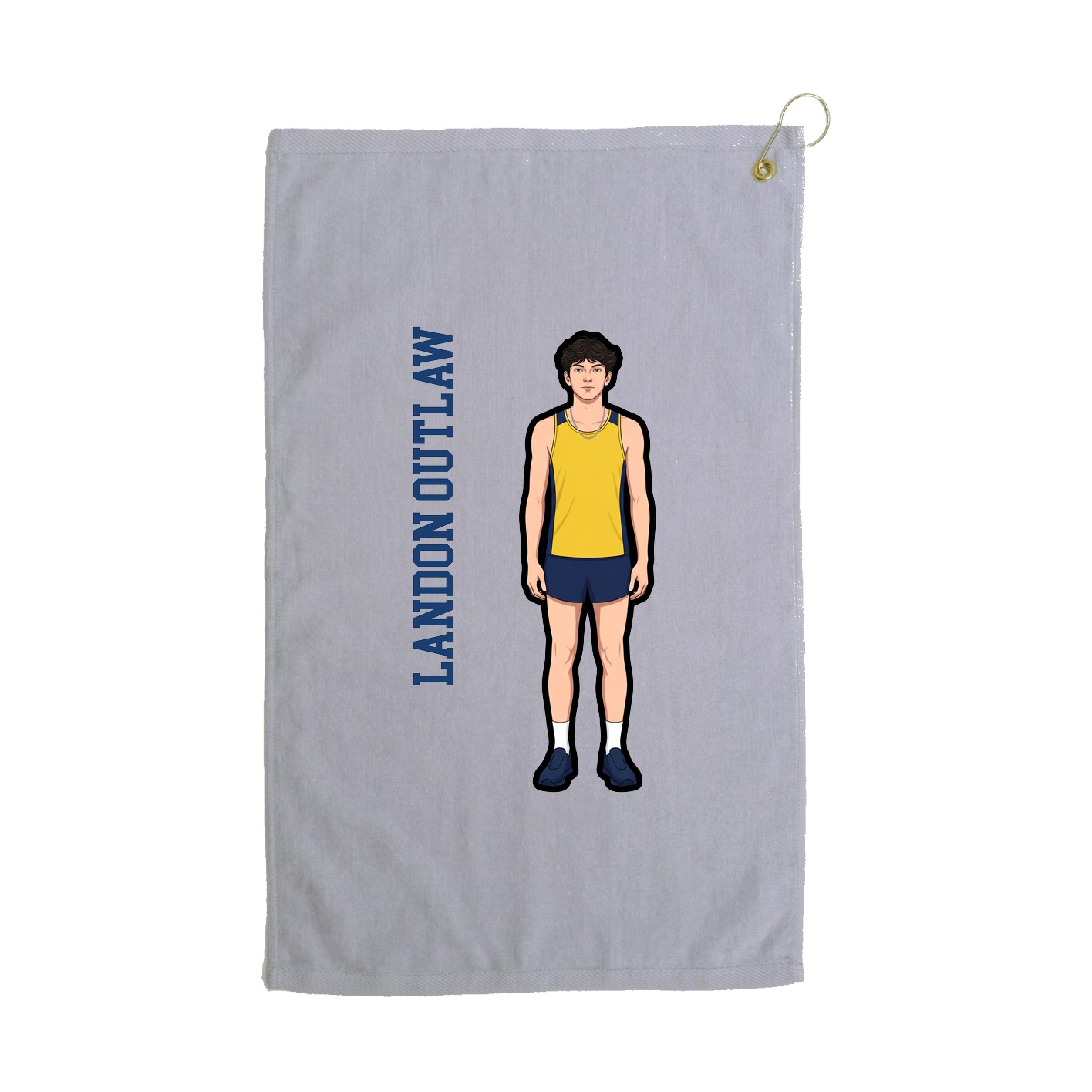 Golf Towel — Name Vertical in Grey