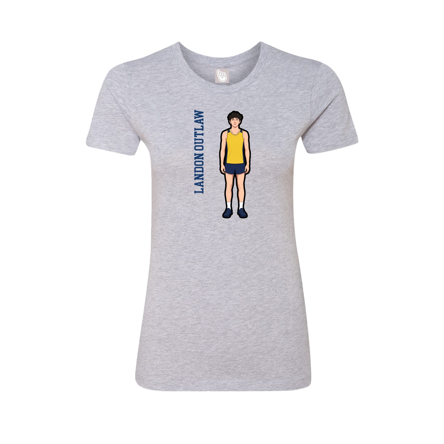 Fitted Women's Tee — Name Vertical in Grey