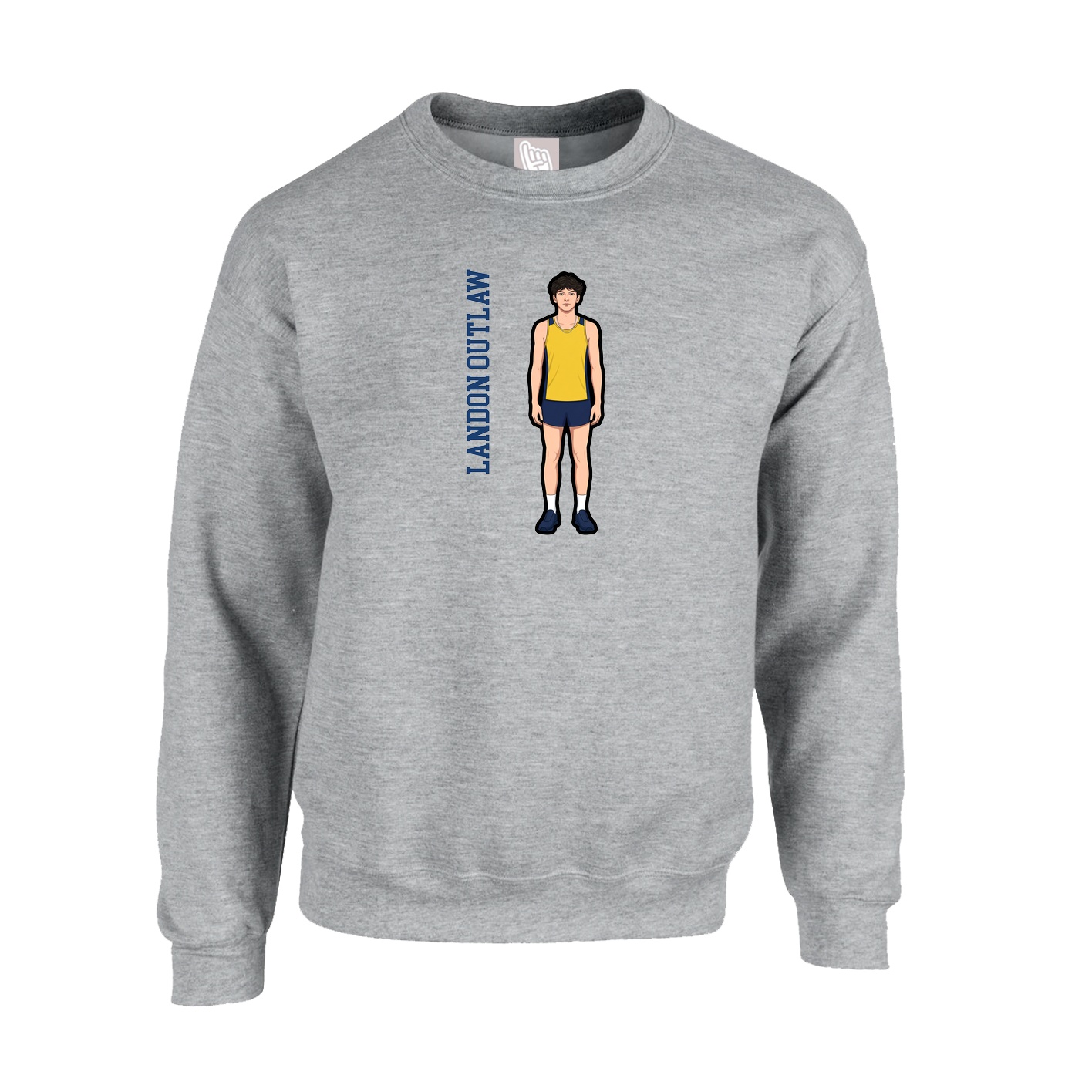 Fleece Crew — Name Vertical in Grey