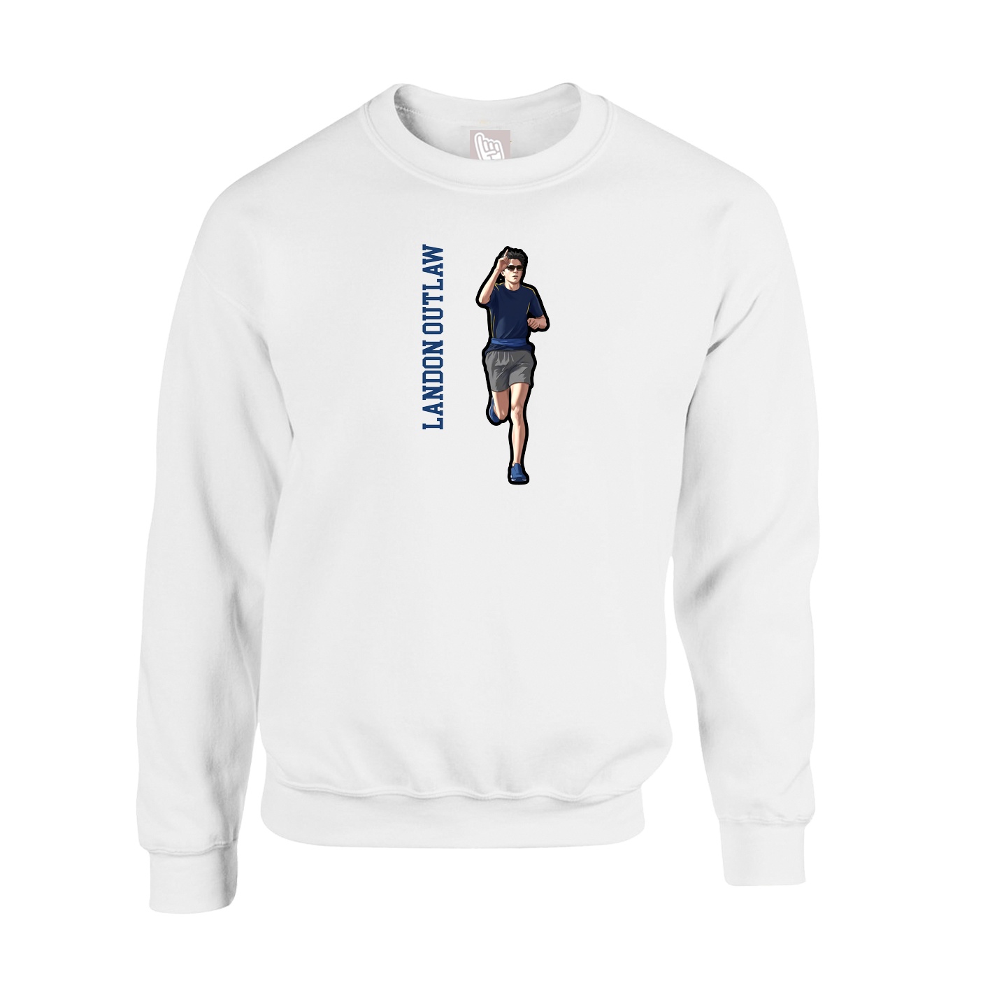 Fleece Crew — Name Vertical in White